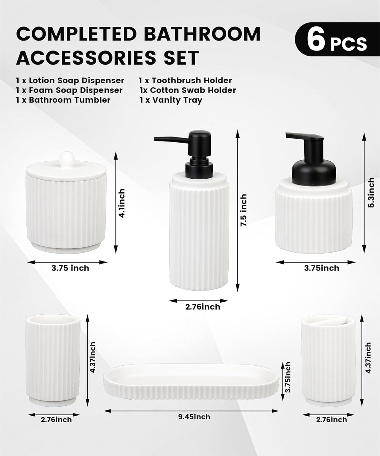 Deobath White 6-Piece Bathroom Accessory Set 1
