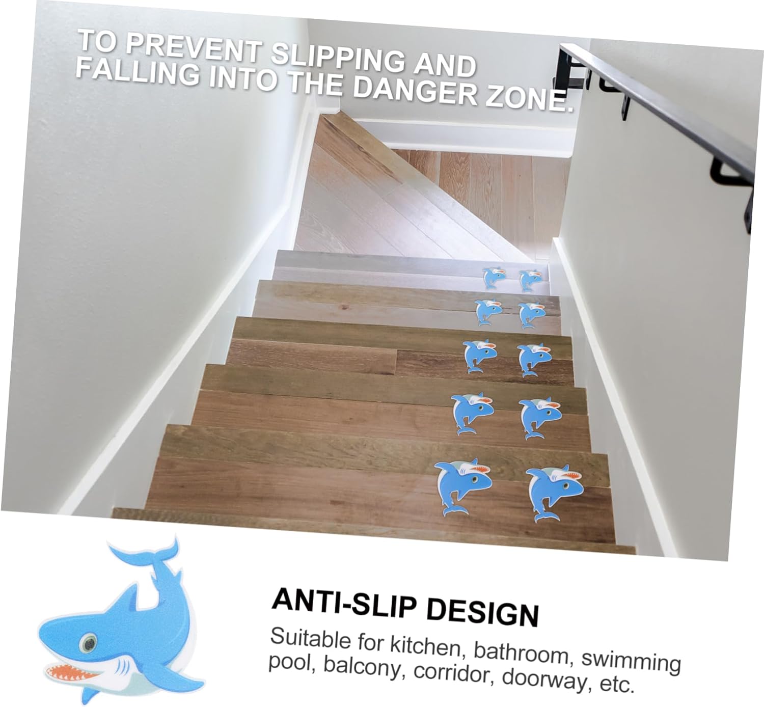 Ciieeo Anti Slip Tub Stickers 5pcs Shark Design