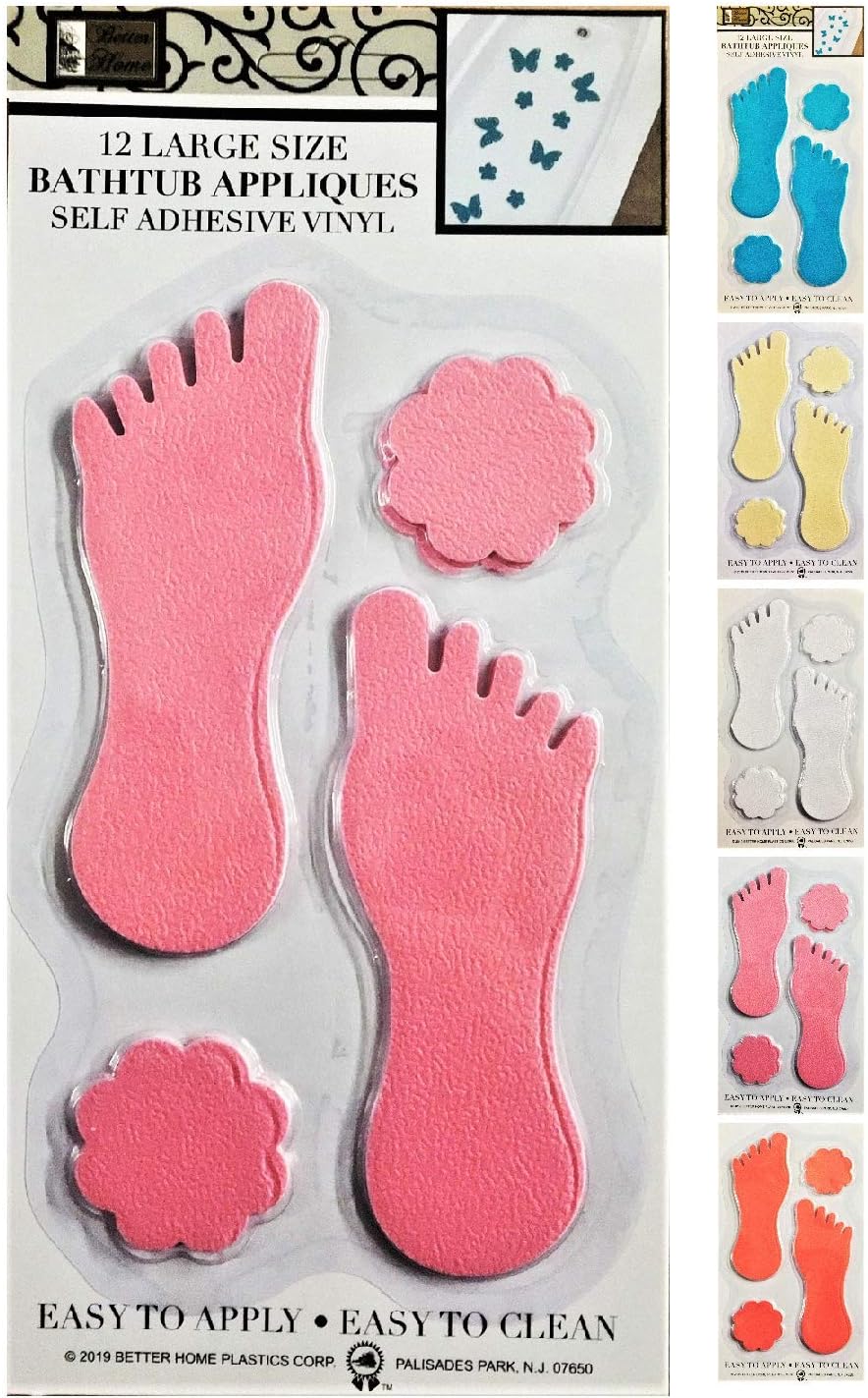 Better Home 12 Foot Non Slip Bathtub Appliques in Pink