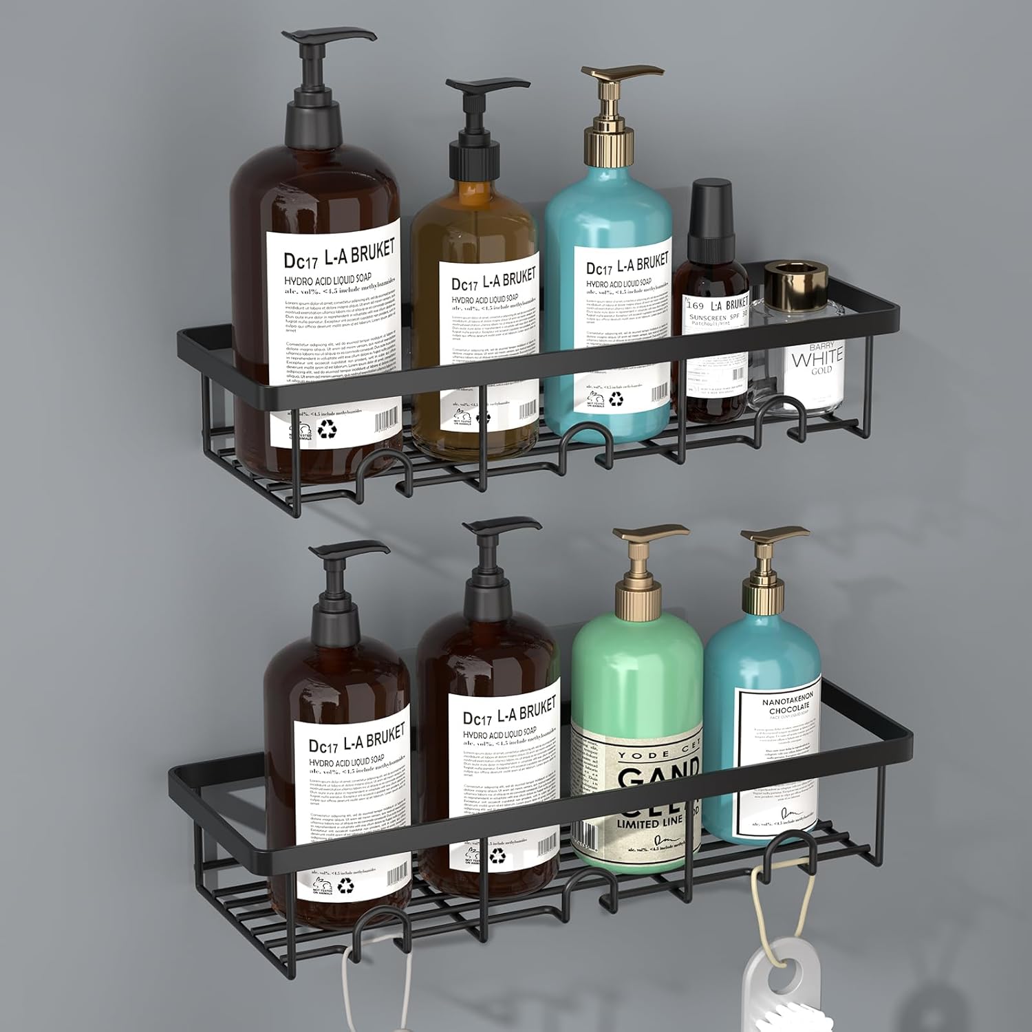 Oasiteege 2 Pack Black Shower Shelves Organizer