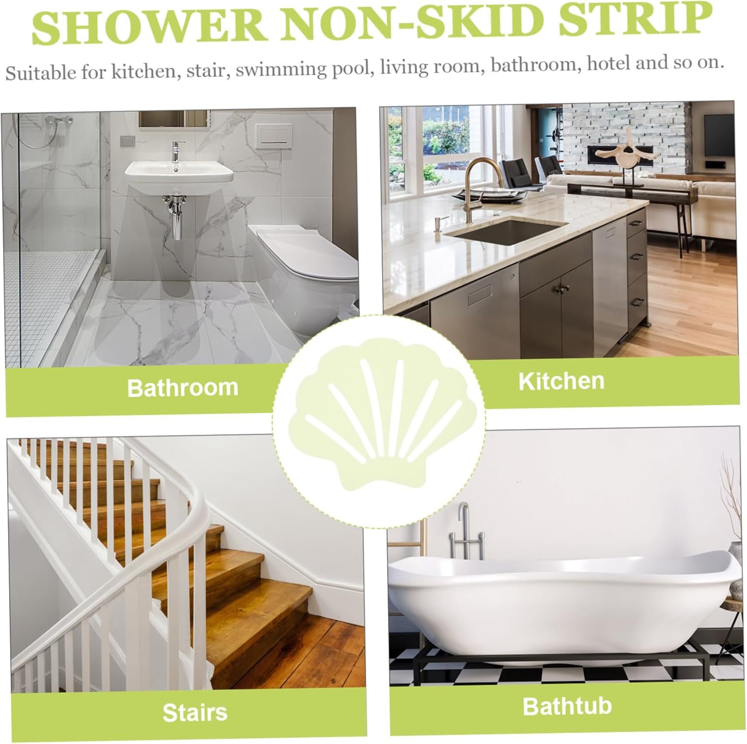 Shell-Shaped Non-Slip Bathtub Stickers 30pcs