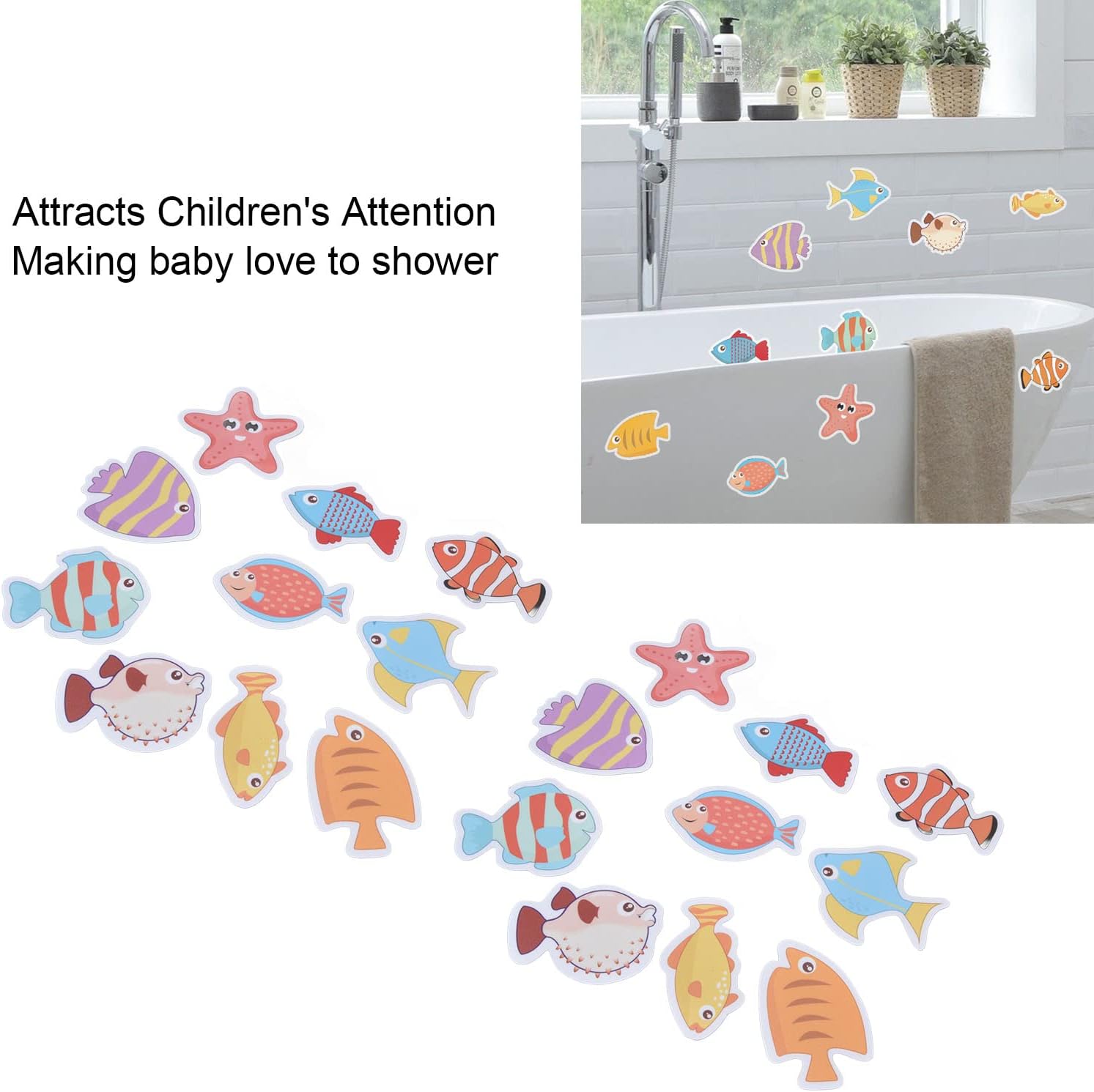 plplaaoo Non-Slip Bathtub Decals with Sea Creatures