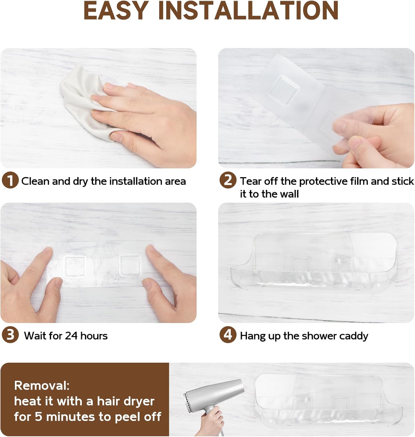 Lsnisni Acrylic Shower Shelves 2 Pack No Drilling