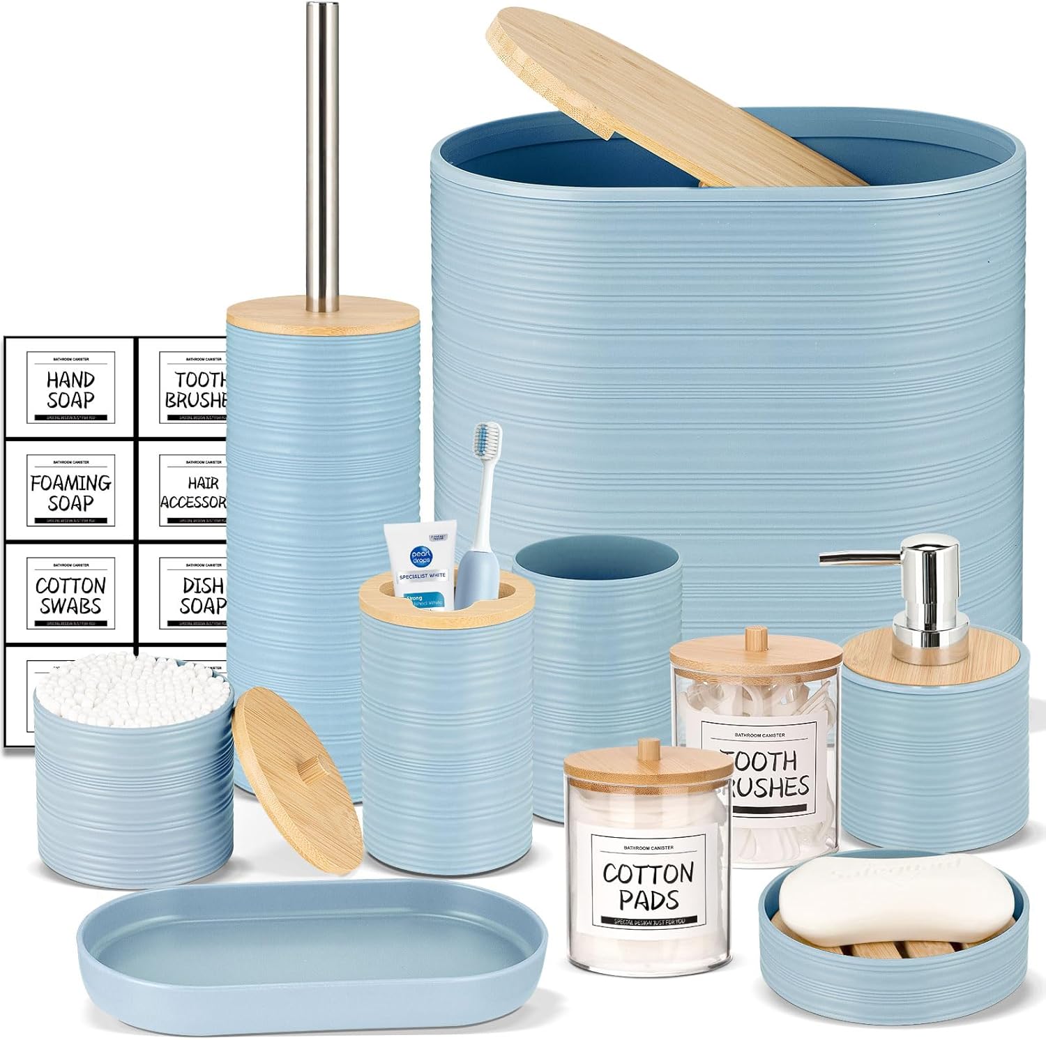 IMAVO 11Pcs Blue Bathroom Accessories Set