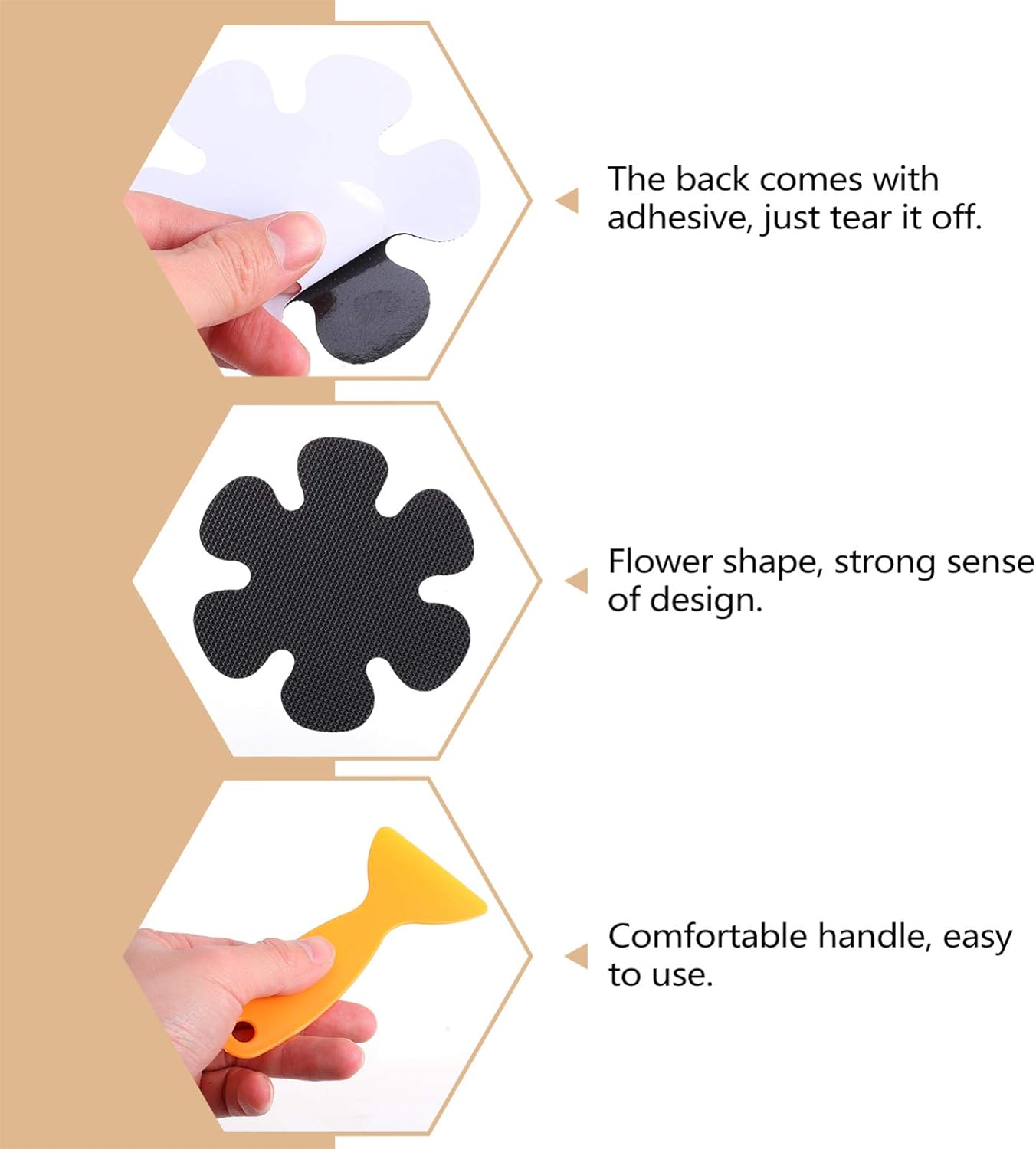 Garneck 60pcs Flower Shaped Nonslip Shower Stickers 1