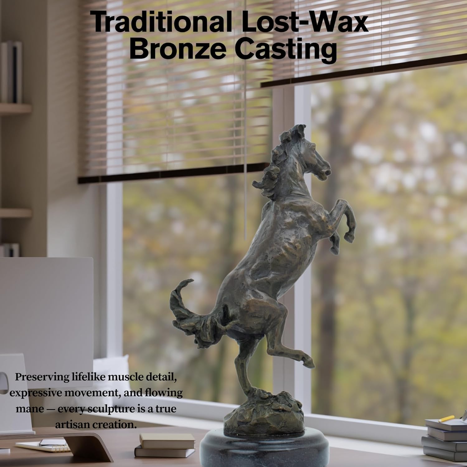 YouFine Bronze Rearing Horse Statue - 126 Inch Equestrian Decor