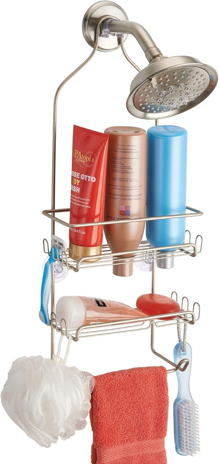 InterDesign Milo Metal Wire Shower Caddy Satin Silver