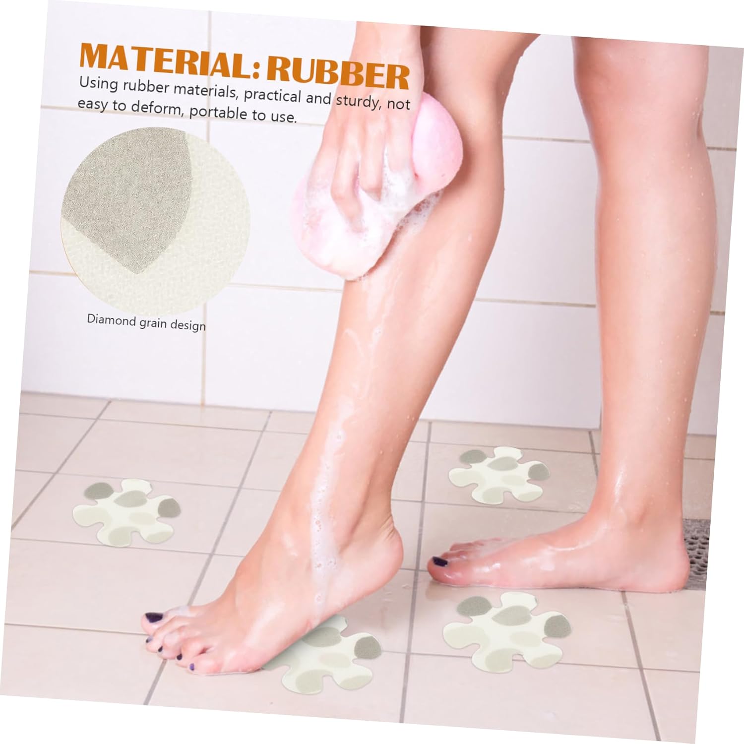 Ciieeo Rubber Non-Slip Bathtub Mats with Floral Decals