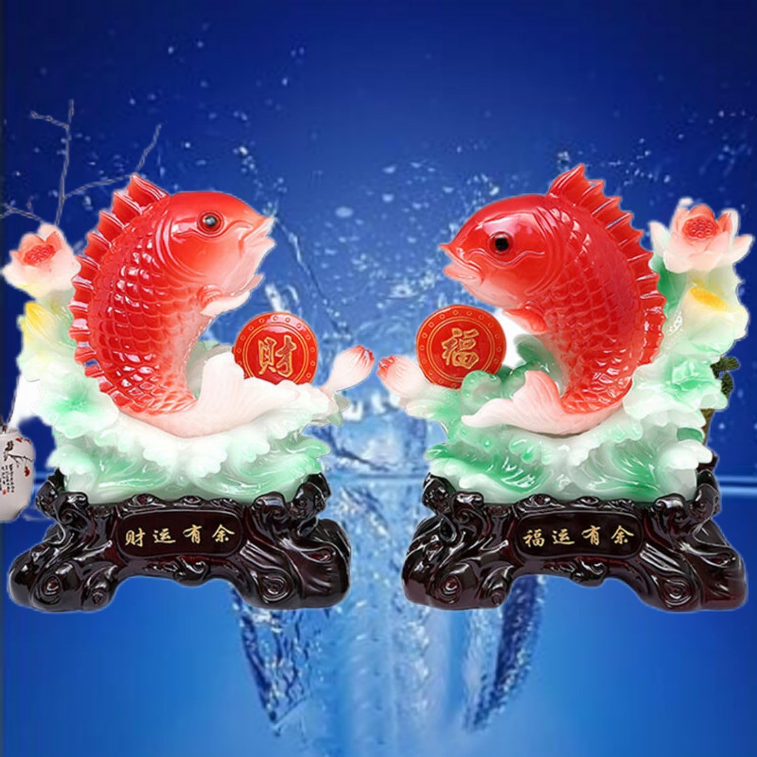 Luxurious Resin Wealth Dragon Fish Sculpture for Feng Shui