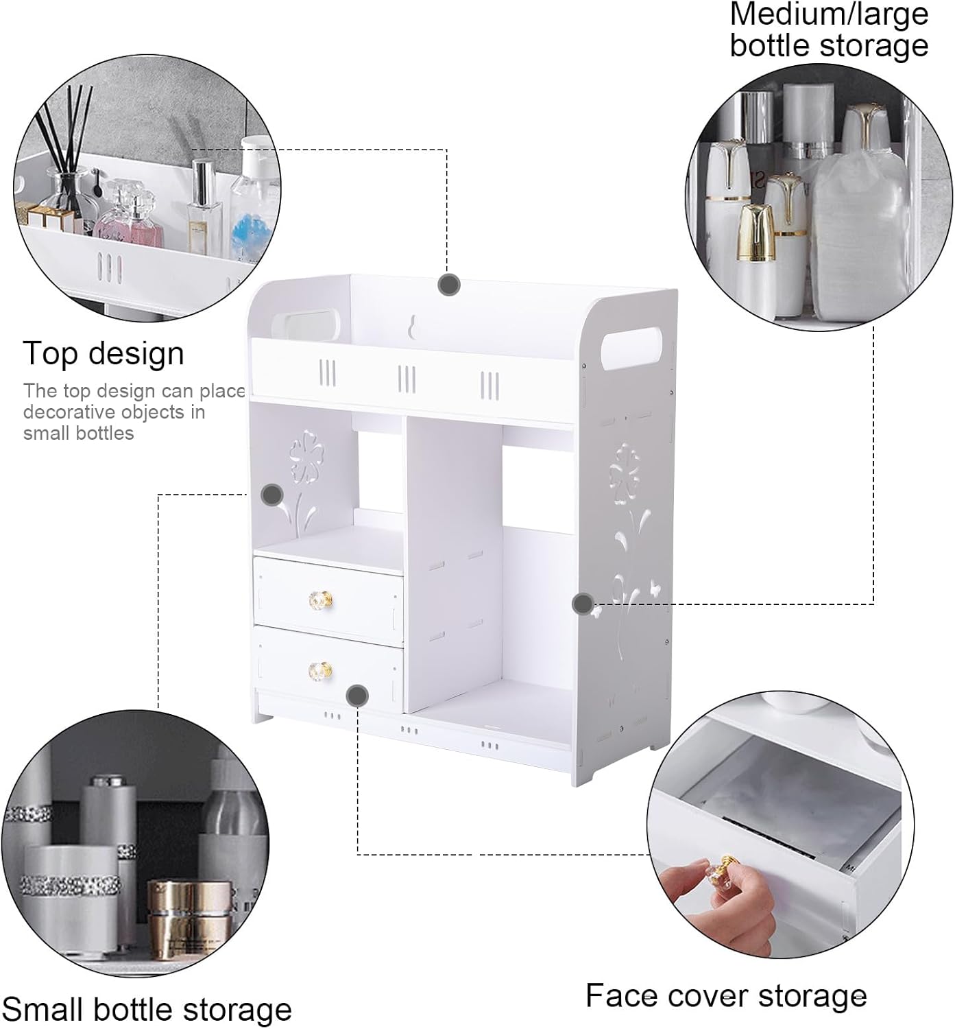GizmoSynth Bathroom Cabinet with 2 Drawers Shelves