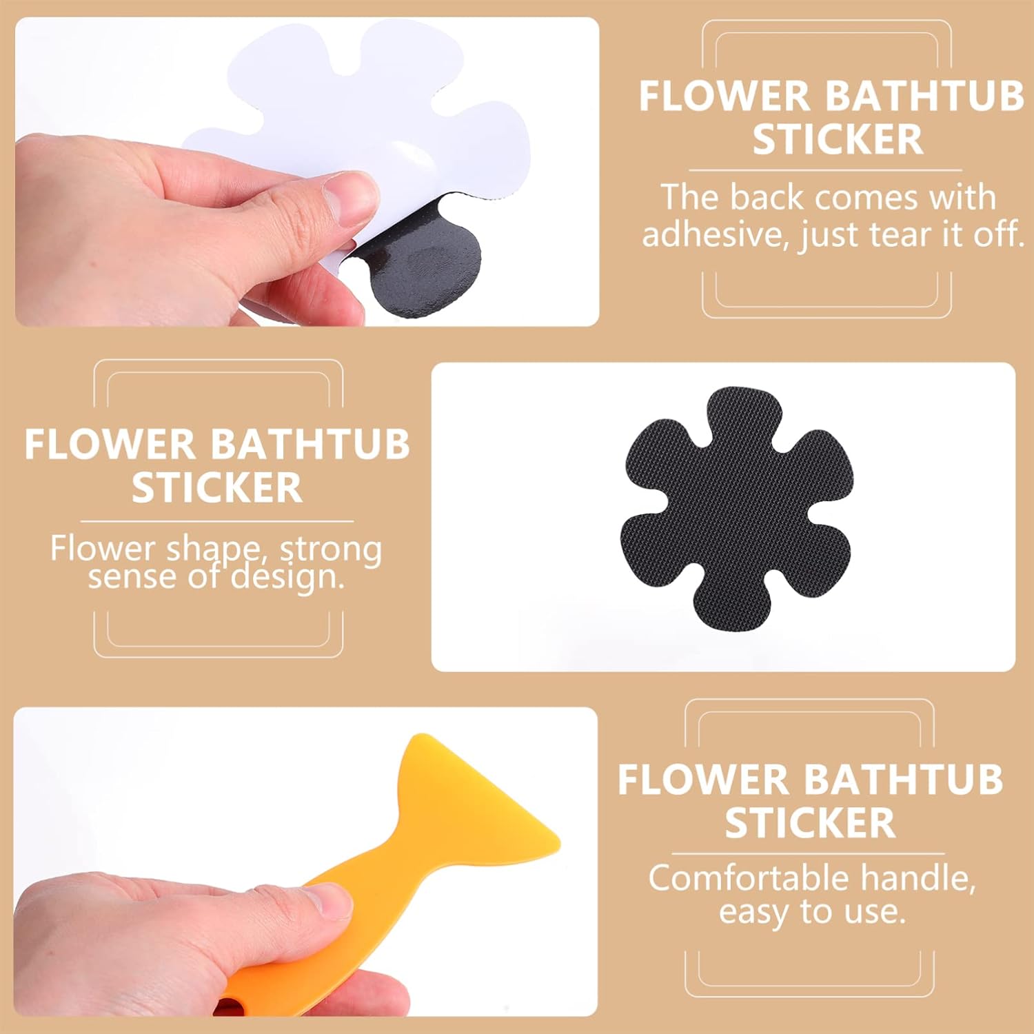 Garneck 60pcs Flower Shaped Nonslip Shower Stickers 1