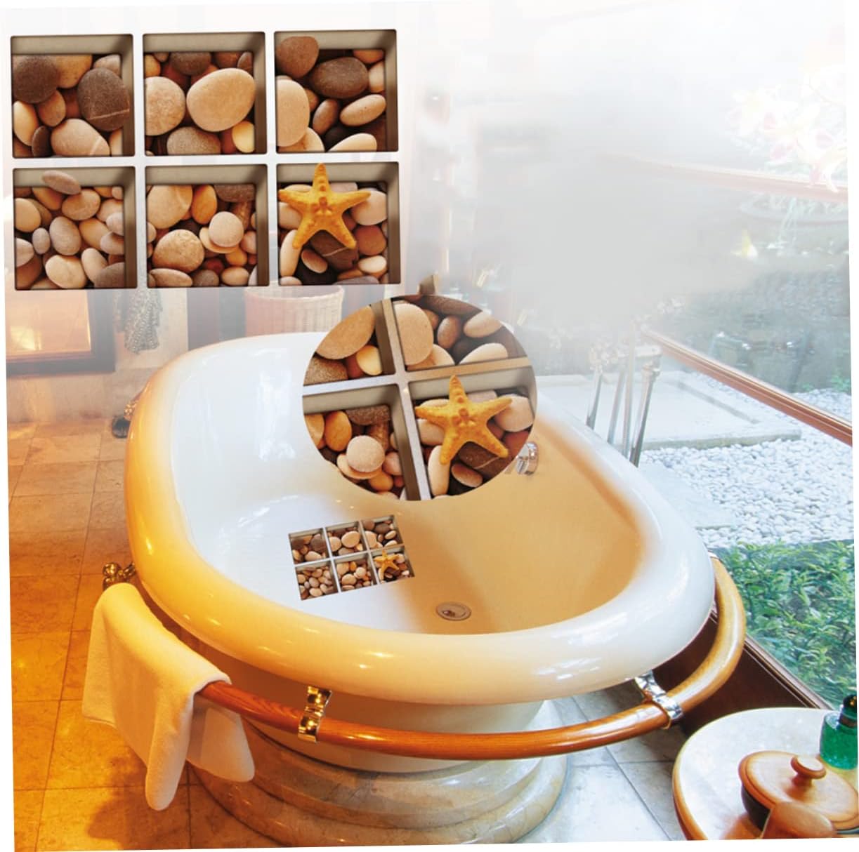 SOPOTUTU 6 Pcs Non-Slip Bathtub Stickers Decals