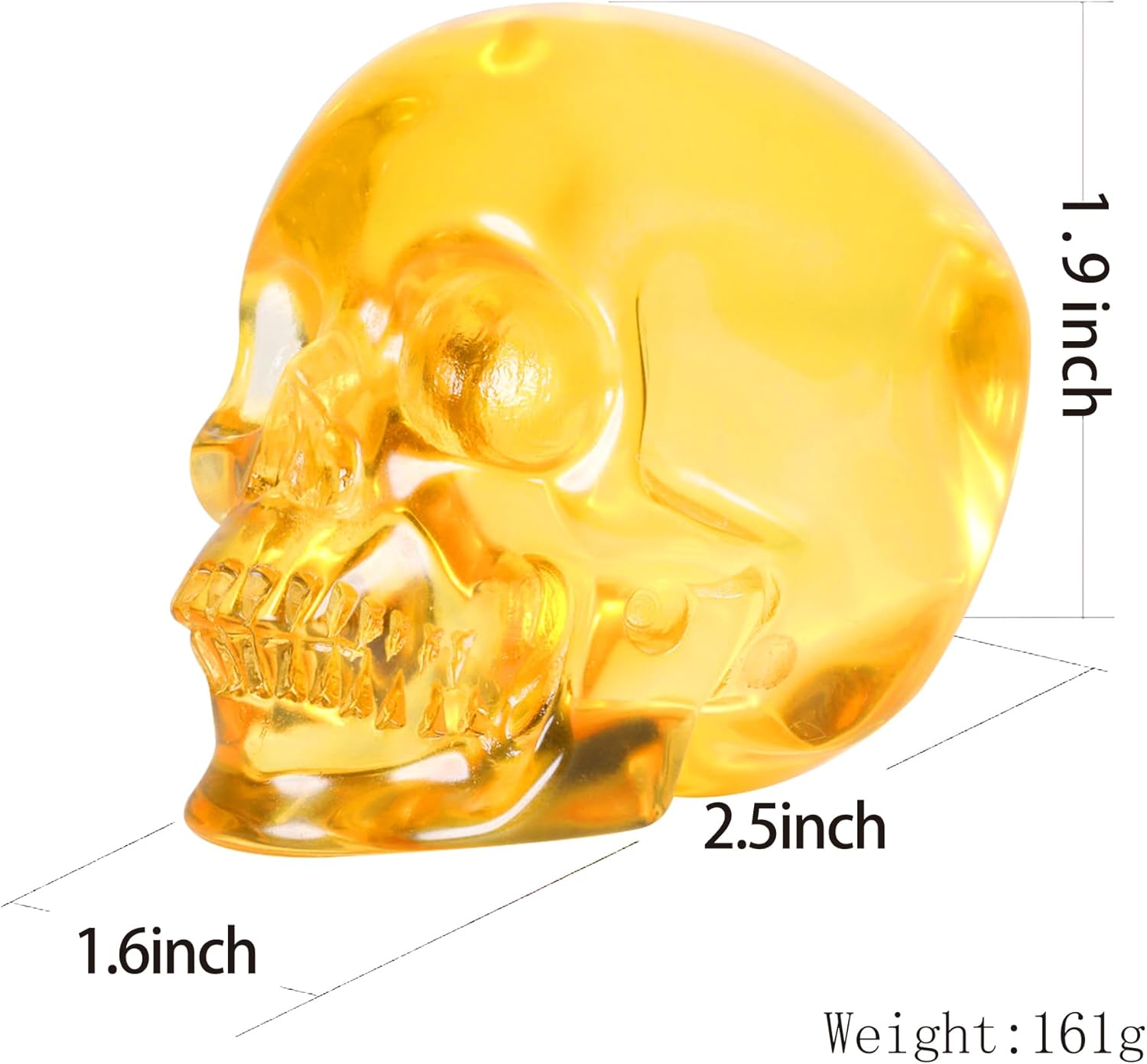 MRSKULL Yellow Glass Crystal Skull Decor Statue