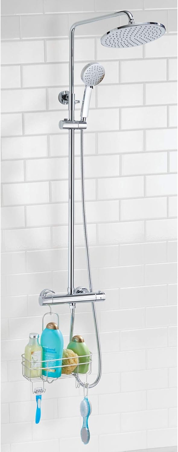 InterDesign Hanging Shower Caddy with Swivel Hook and Storage Basket