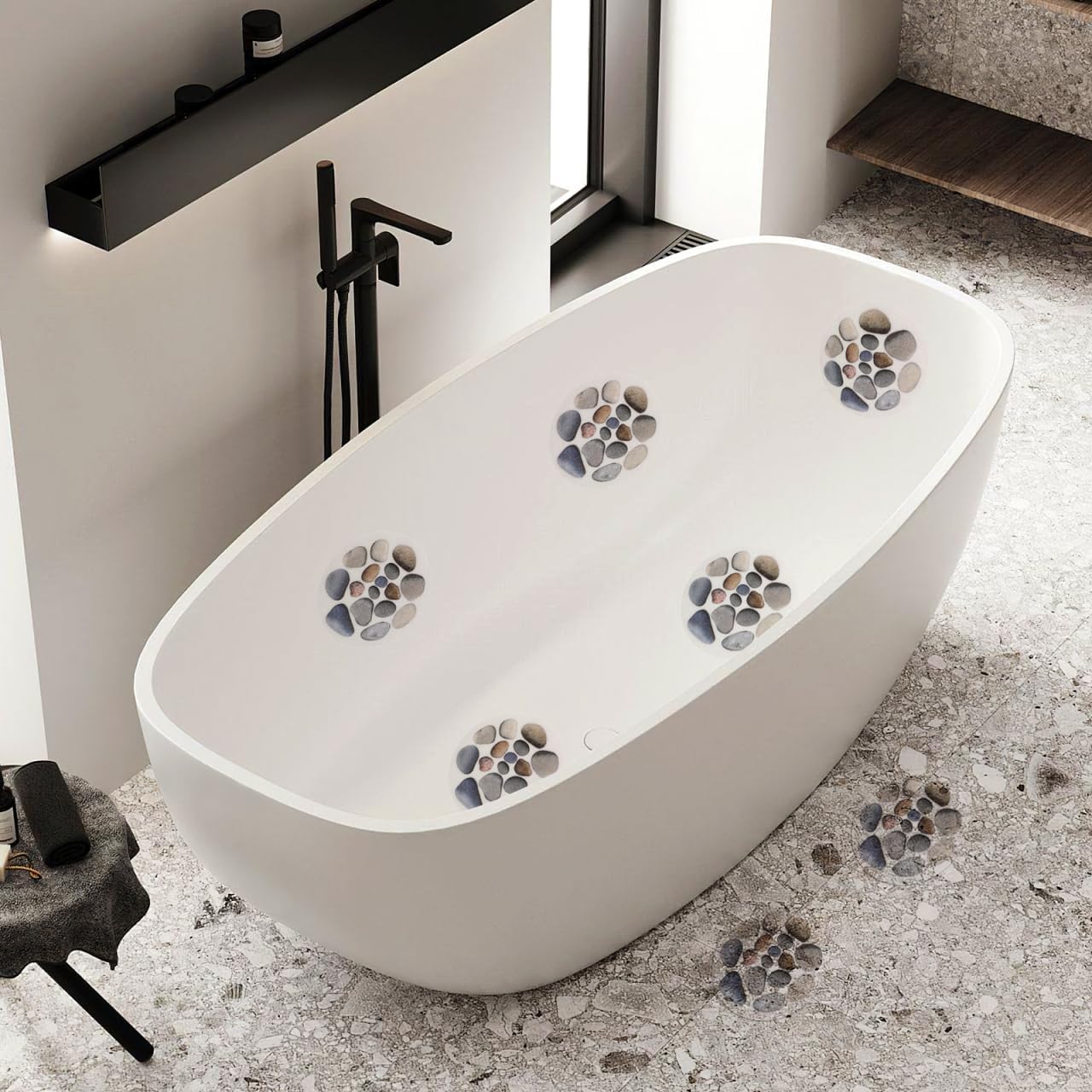 Cabilock 8pcs Anti-Slip Bath Tub Stickers with Scraper