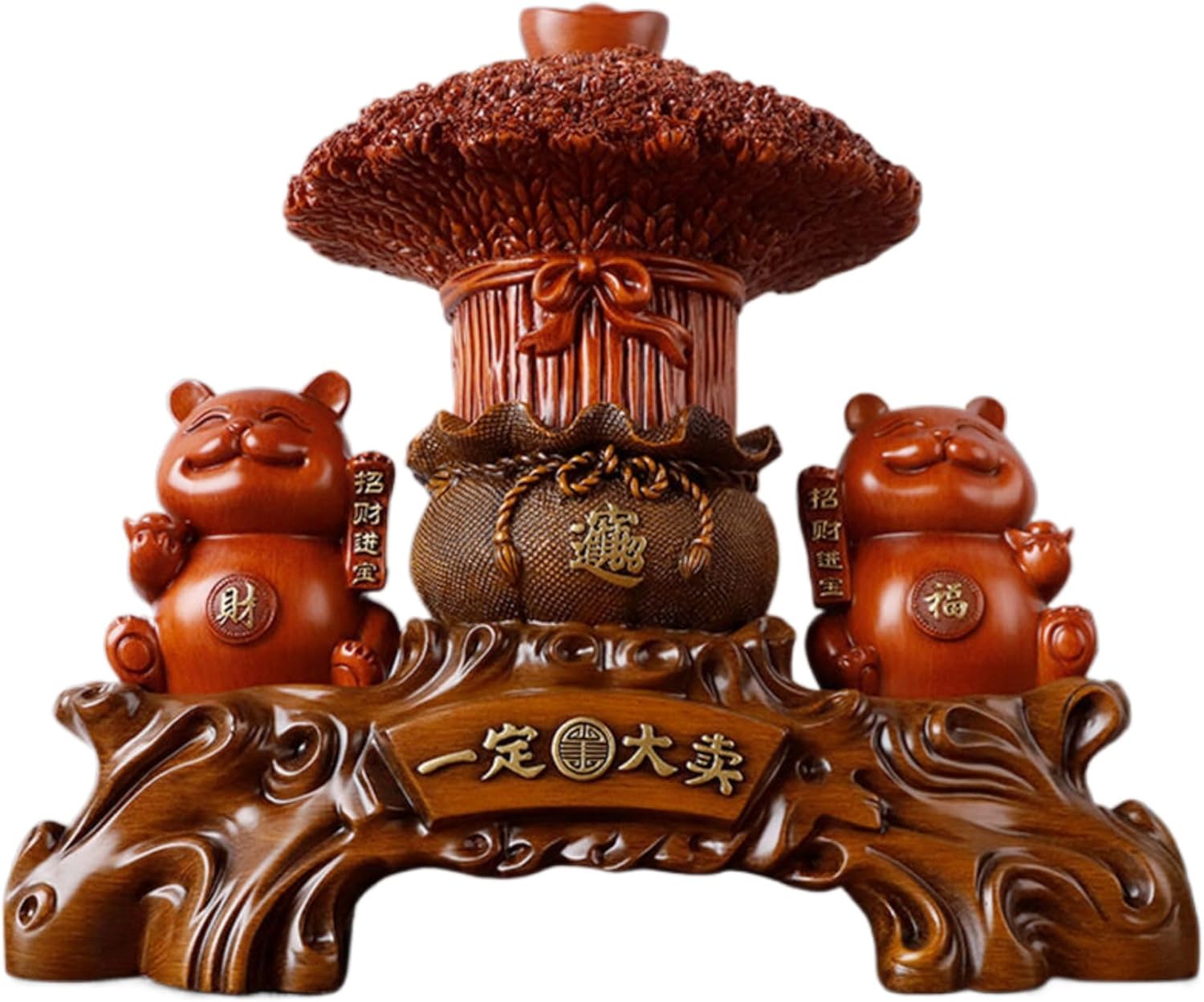 Chinese Feng Shui Resin Wealth Cat Statue for Home Office
