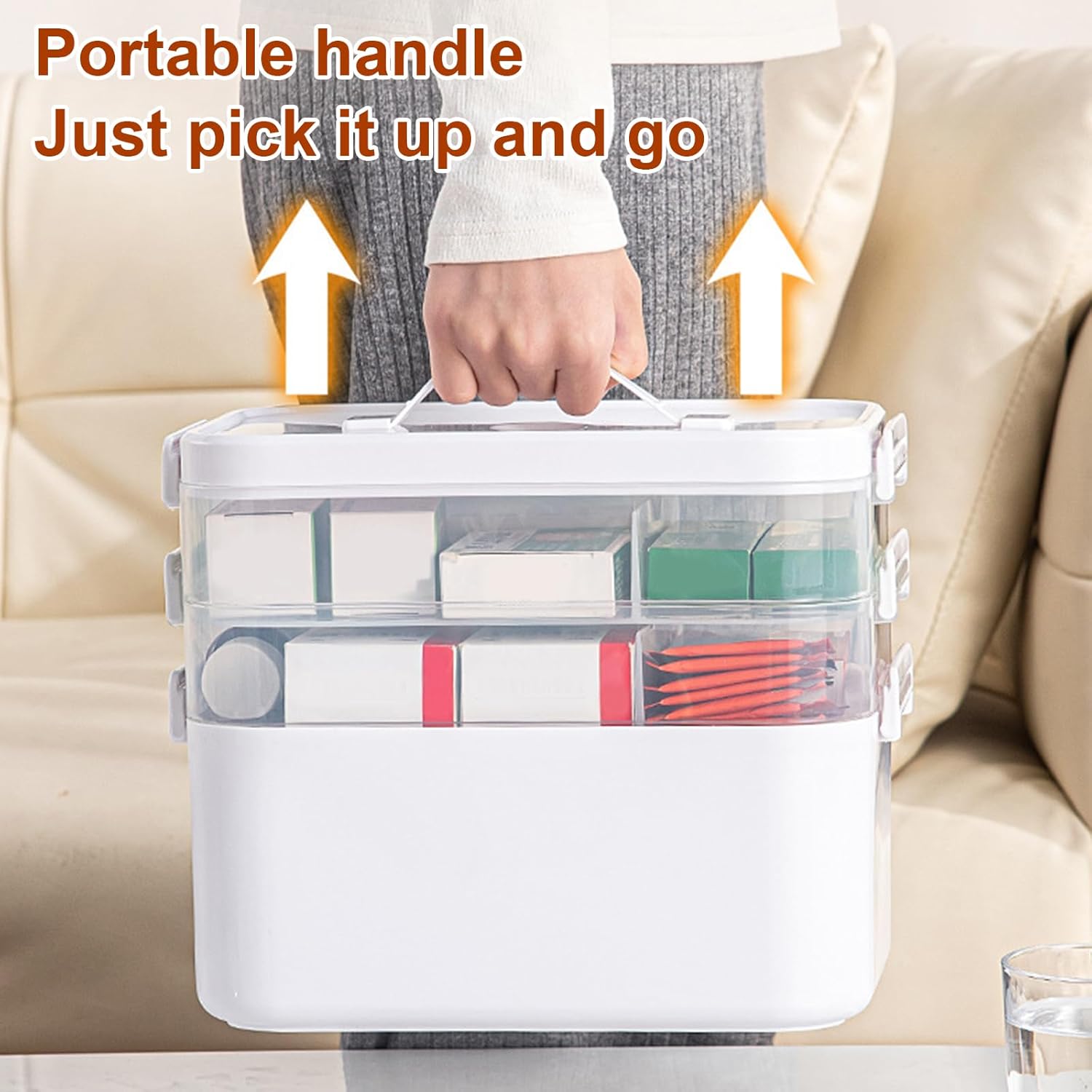 Wynfelo Medicine Organizer with Handle and 3 Tiers