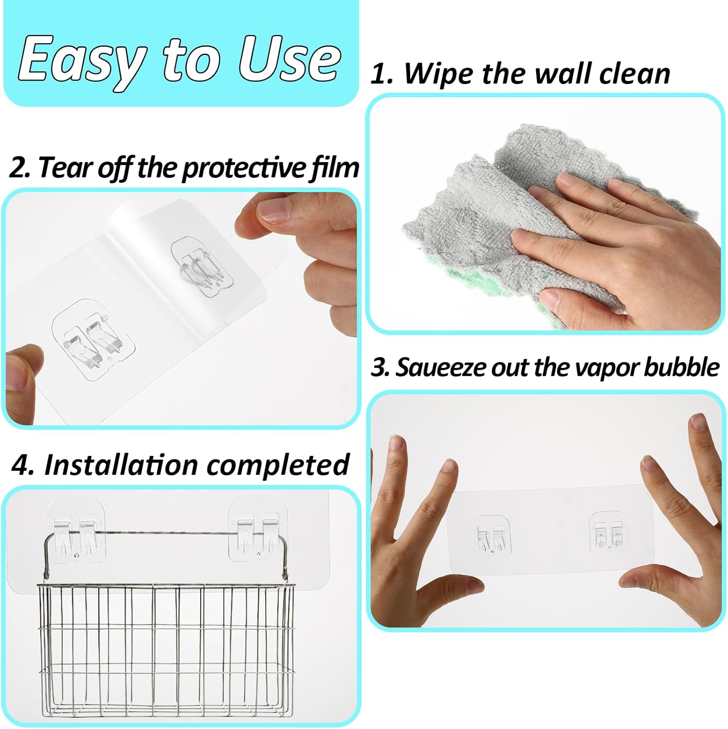 cobee 8 Pcs Shower Caddy Adhesive Hooks 1
