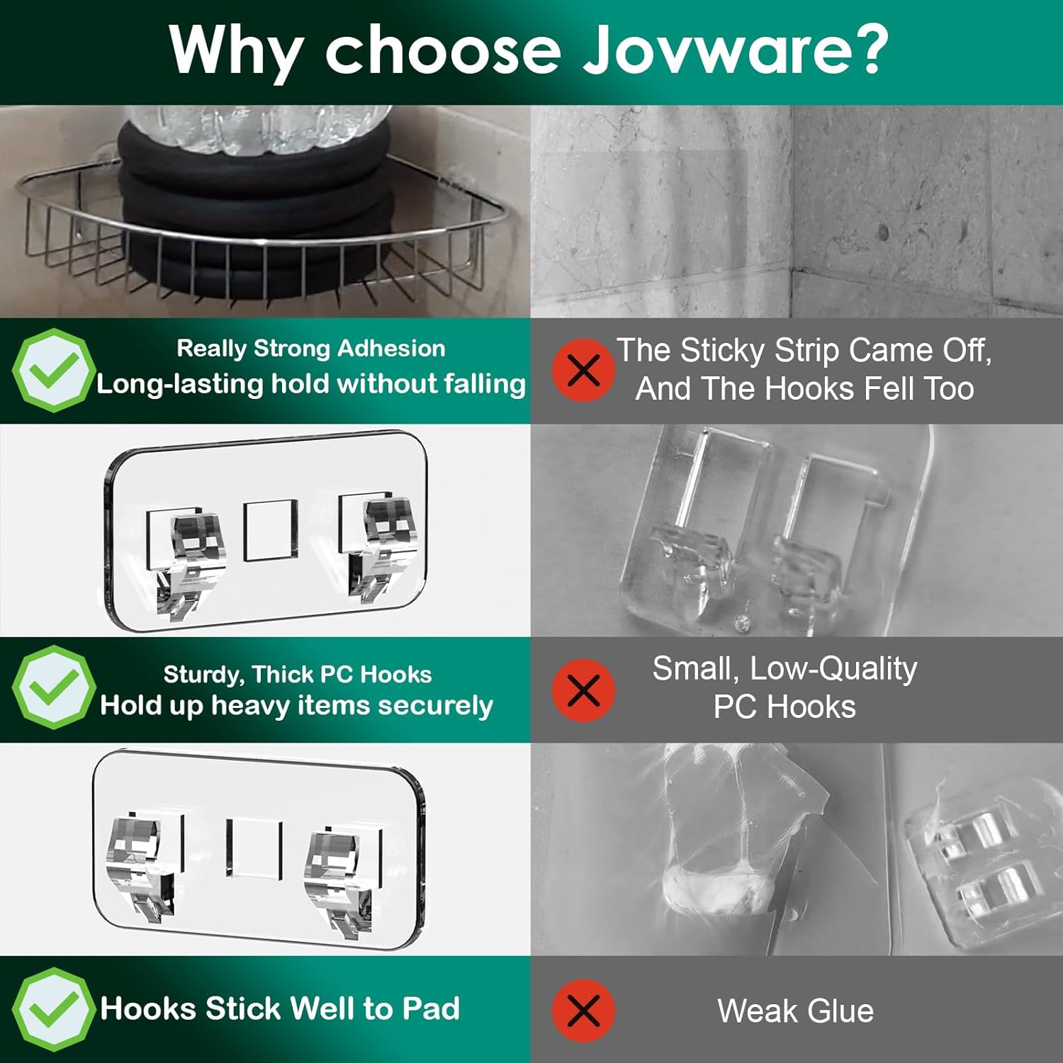 Jovware Shower Caddy Adhesive Strips 6 Pack 1