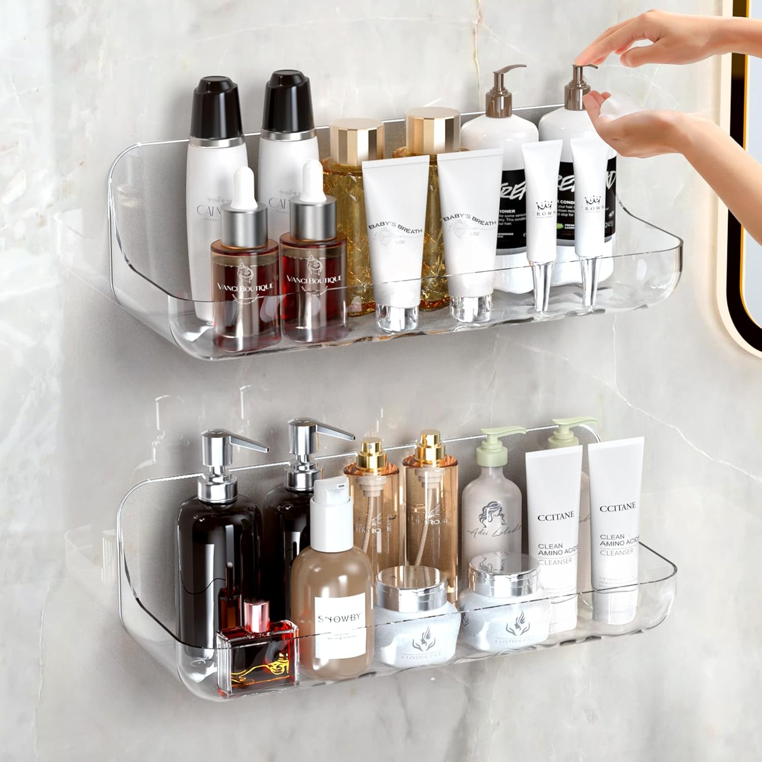 Lsnisni Acrylic Shower Shelves 2 Pack No Drilling