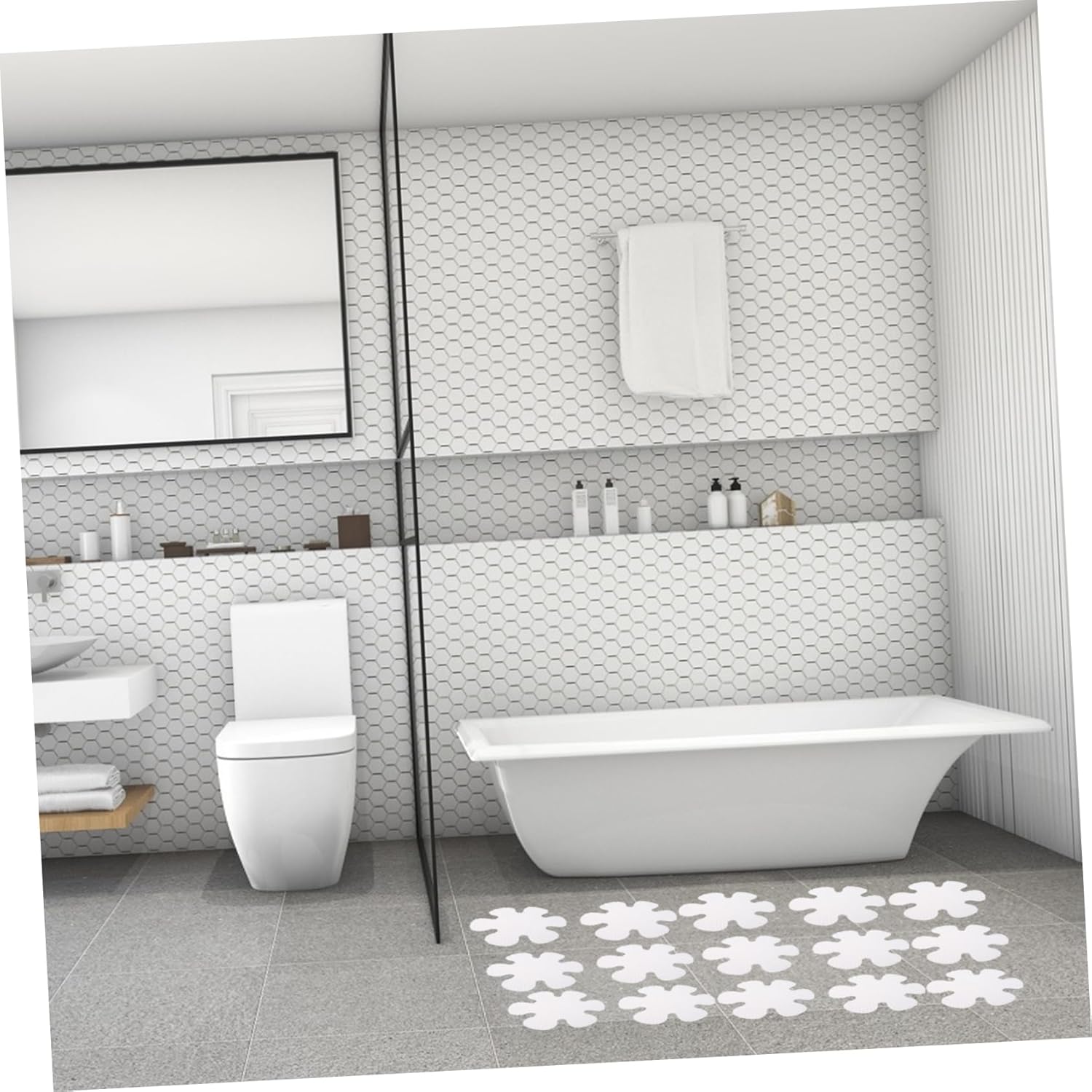 20Pcs Flower Shaped Nonslip Bath Stickers