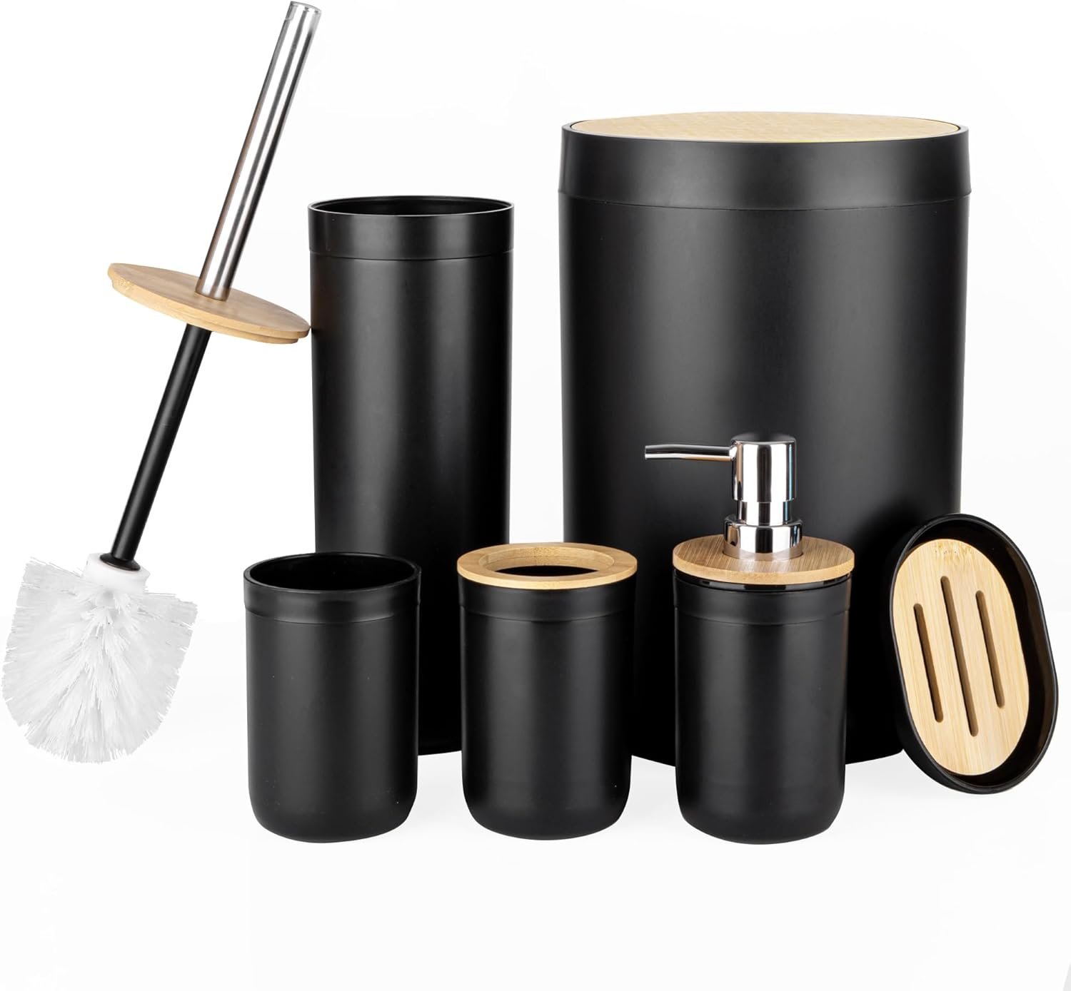 Fun Memories 6-Piece Bamboo Bath Accessory Set Black