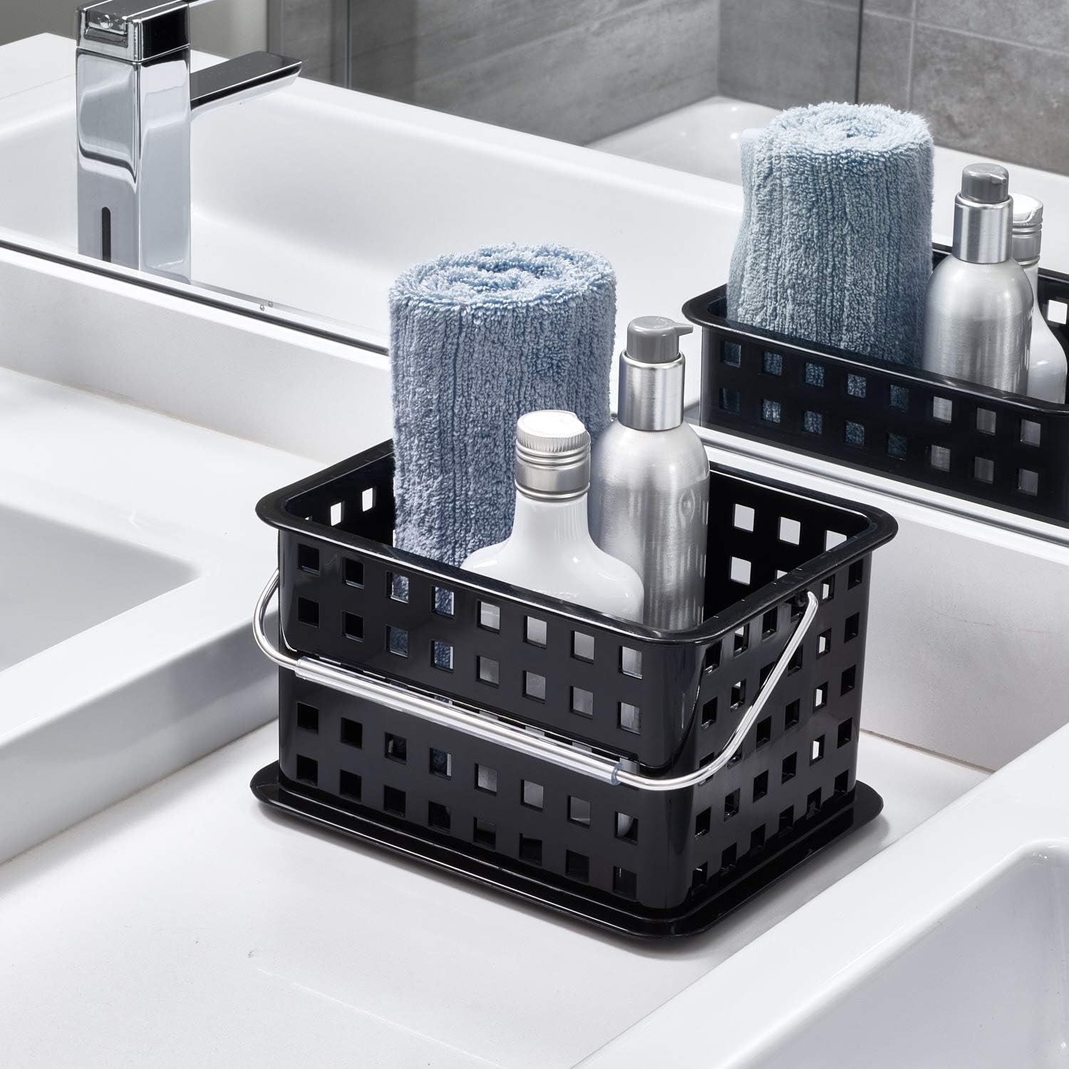 iDesign Spa Plastic Storage Shower Basket - Black