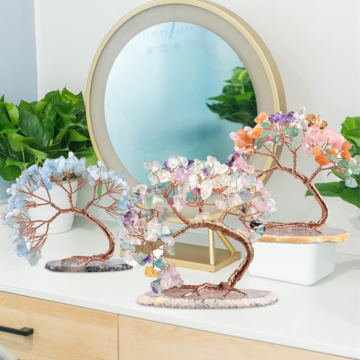 Natural Crystals Life Tree Sculpture Home Decor