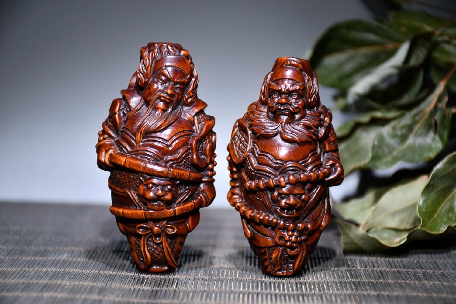 Handmade Boxwood Guan Gong Yu Warrior God Statues Collection