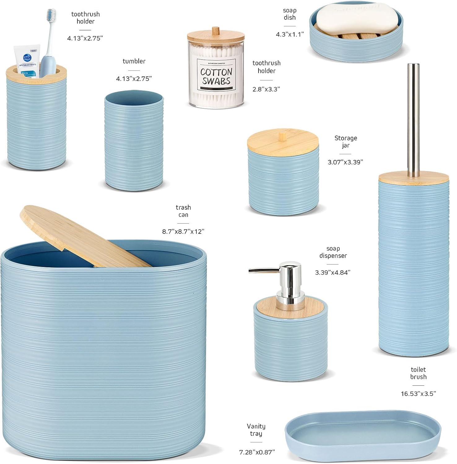 IMAVO 11Pcs Blue Bathroom Accessories Set