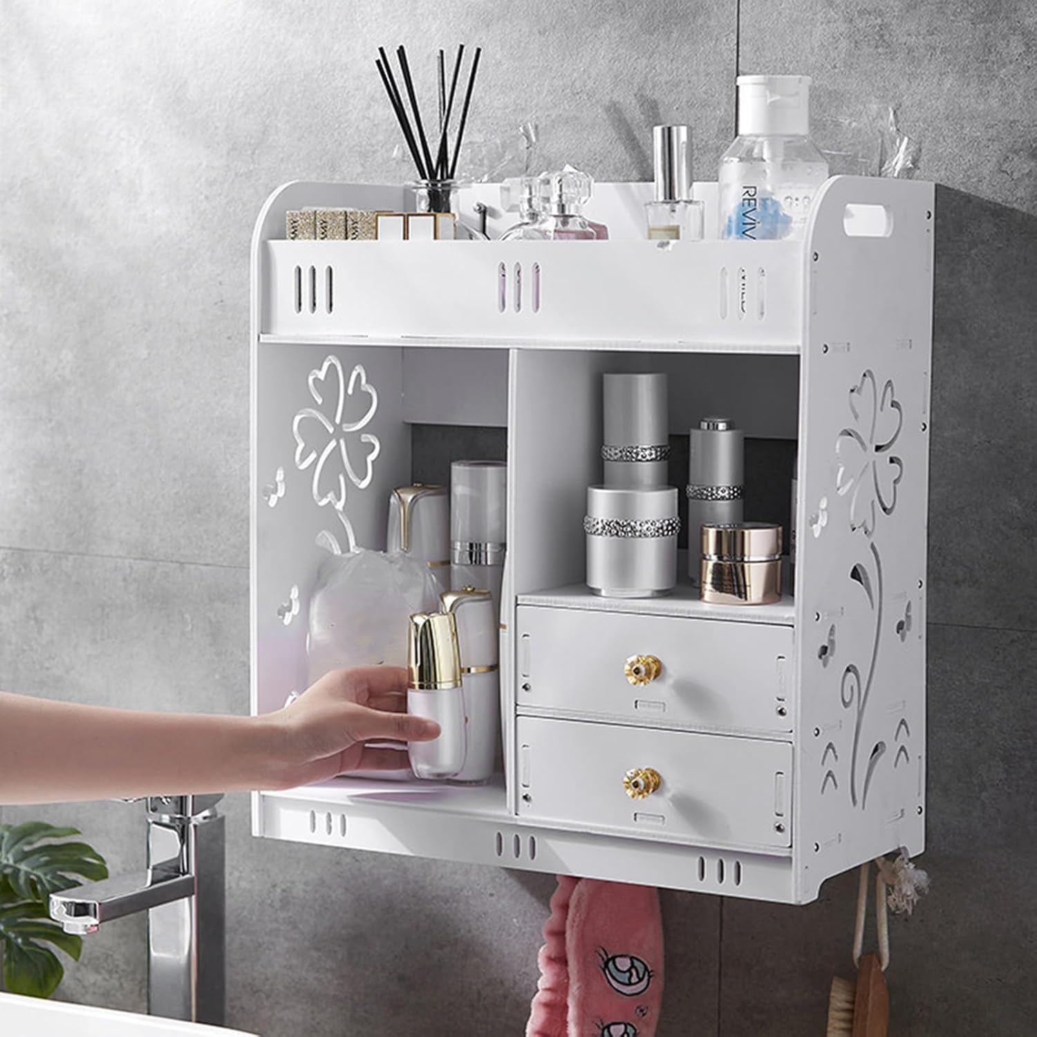 ILWorkTLs Bathroom Wall Cabinet with Drawer White