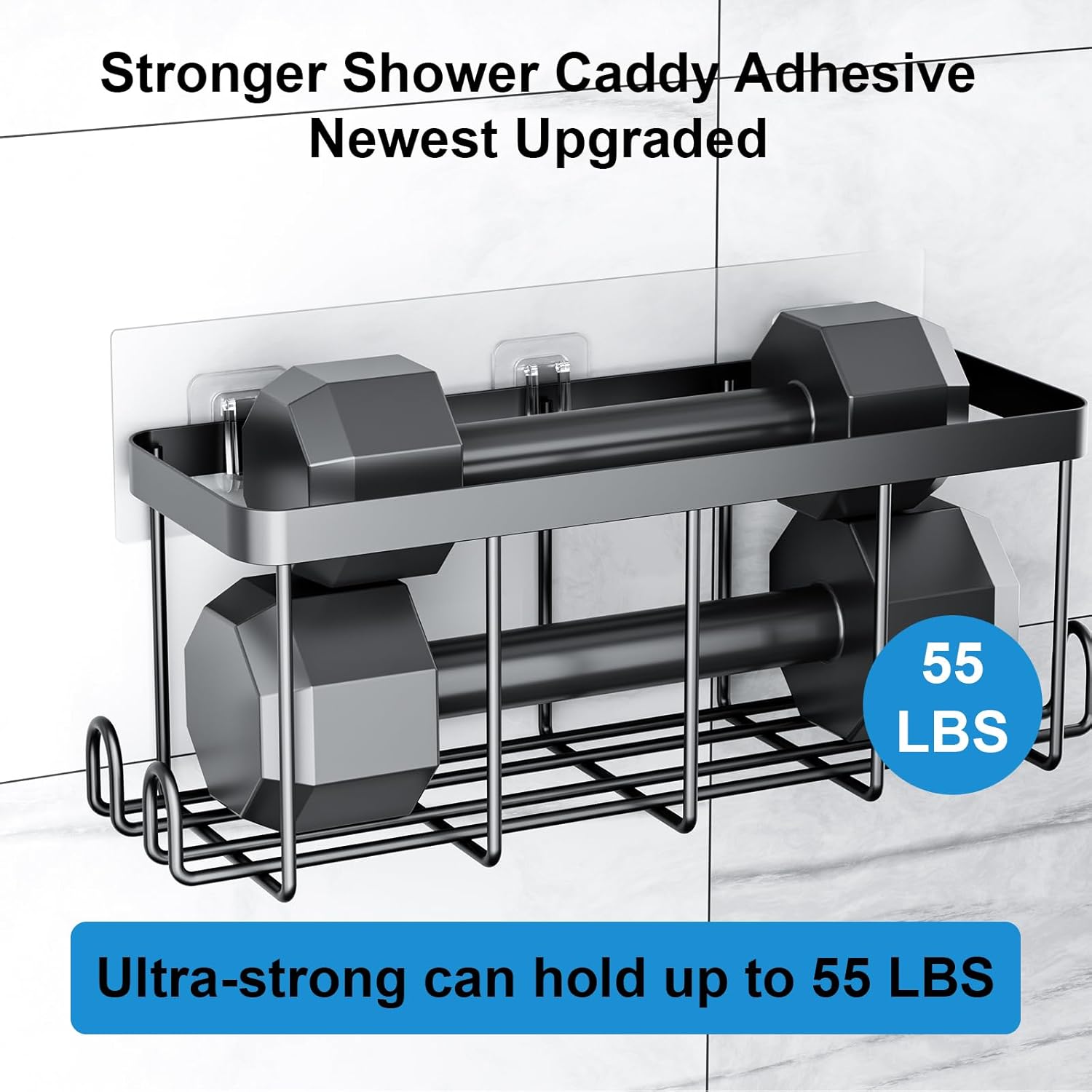 Lsnisni 3 Pack Shower Caddy Adhesive Hooks Clear Waterproof No Drilling