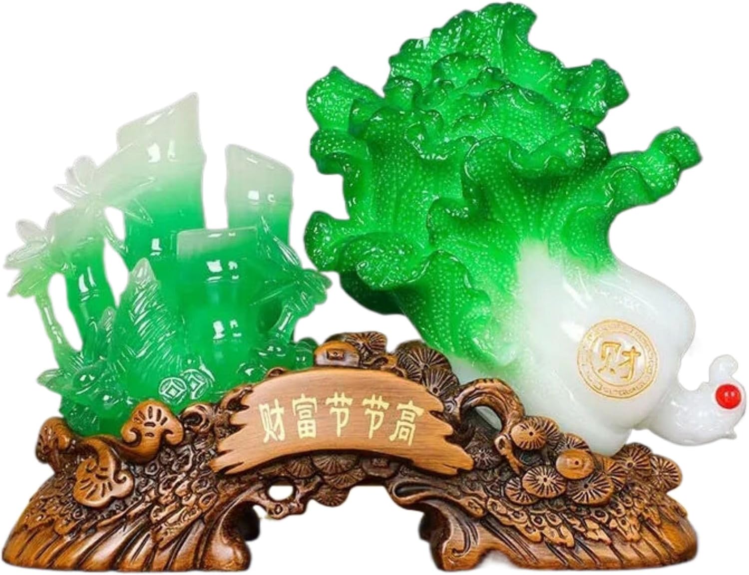 Chinese Feng Shui Wealth Prosperity Statue - Resin Jade Backet and Golden Toad