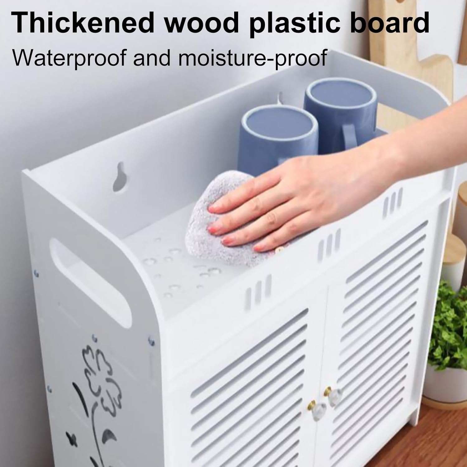 Kripyery Hollow Out Flower Pattern Medicine Cabinet