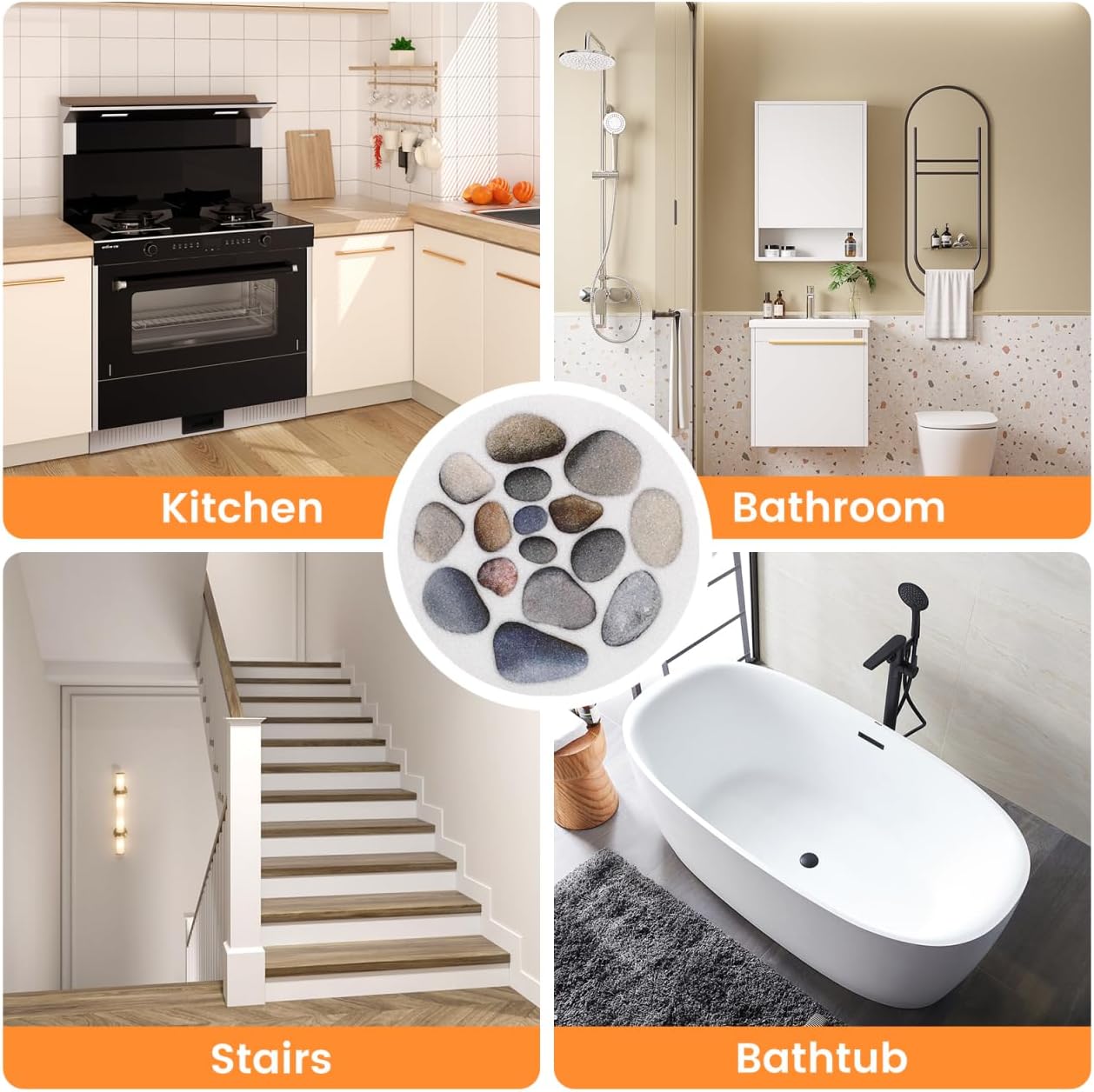Cabilock 8pcs Anti-Slip Bath Tub Stickers with Scraper