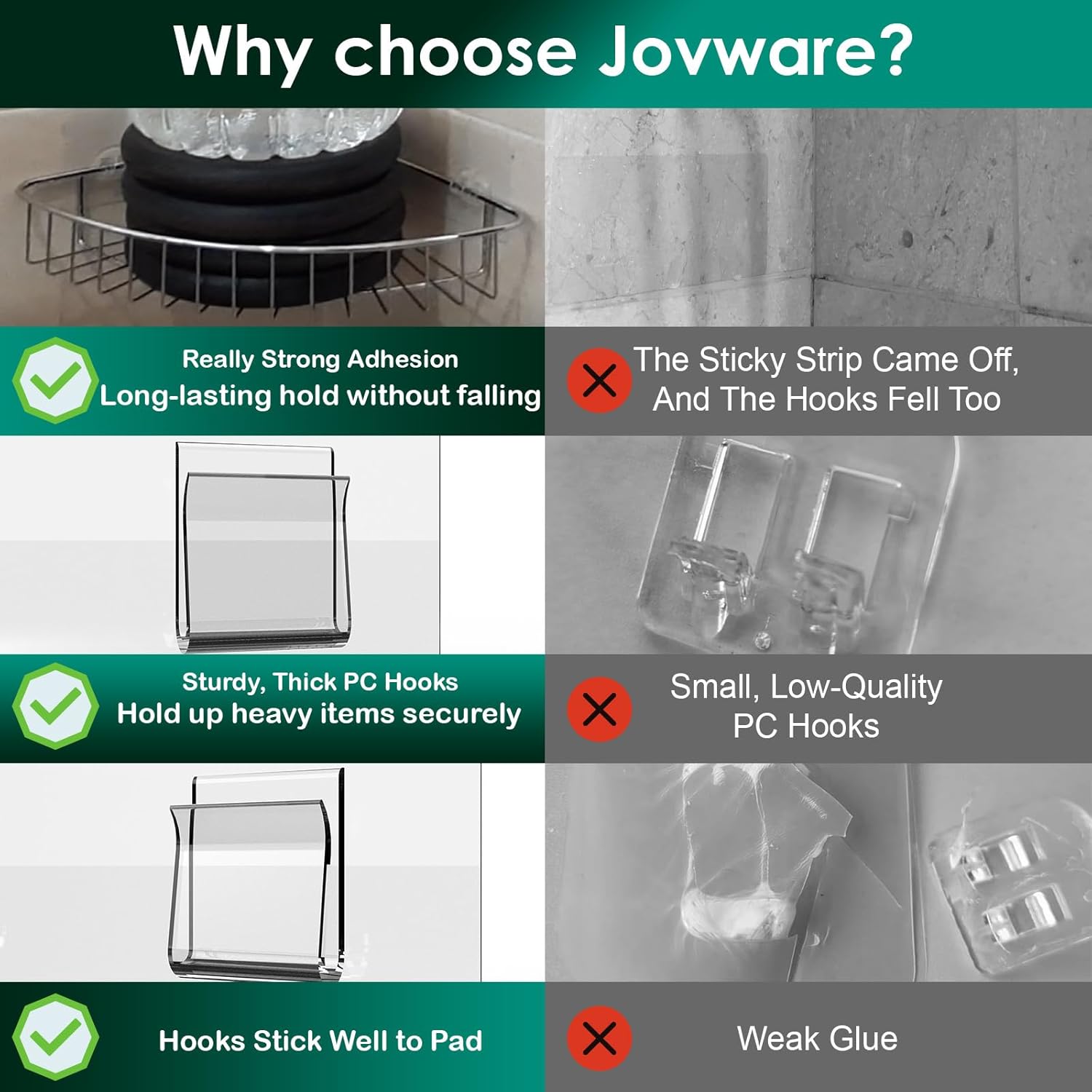 Jovware 14 Pack Shower Caddy Adhesive Replacement 1