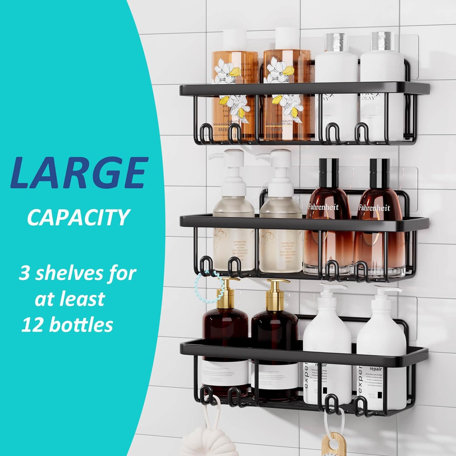 oyenbboi 6-Pack Shower Caddy Organizer Adhesive No Drill Rustproof