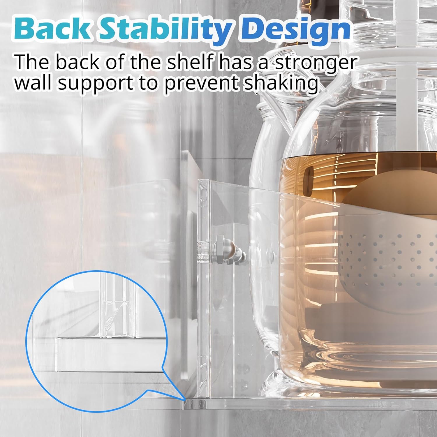 Durmmur 2Pack Acrylic Shower Shelves No Drilling