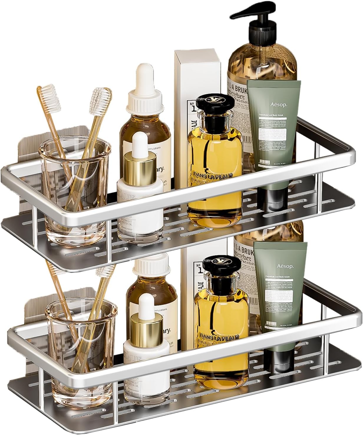 RUITHOE Aluminum Shower Caddy 2 Pack No Drill Rustproof Organizer