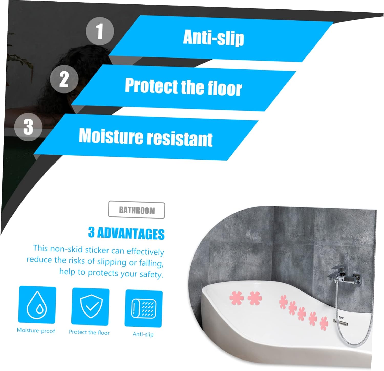 PRETYZOOM Non Slip Bathtub Stickers for Safety and Style