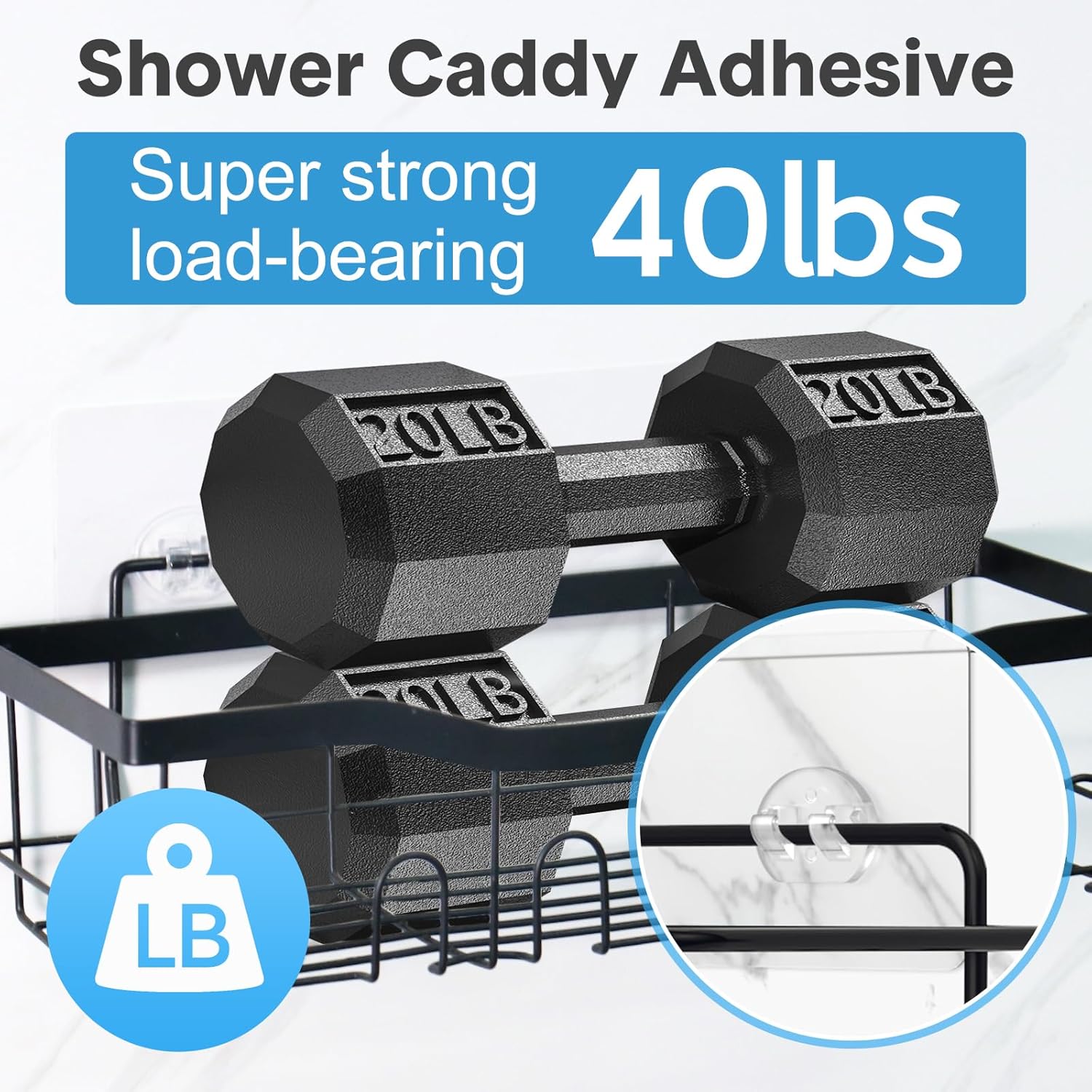 Shower Caddy Adhesive Replacement 6pcs Strong Hooks for Bathroom Storage