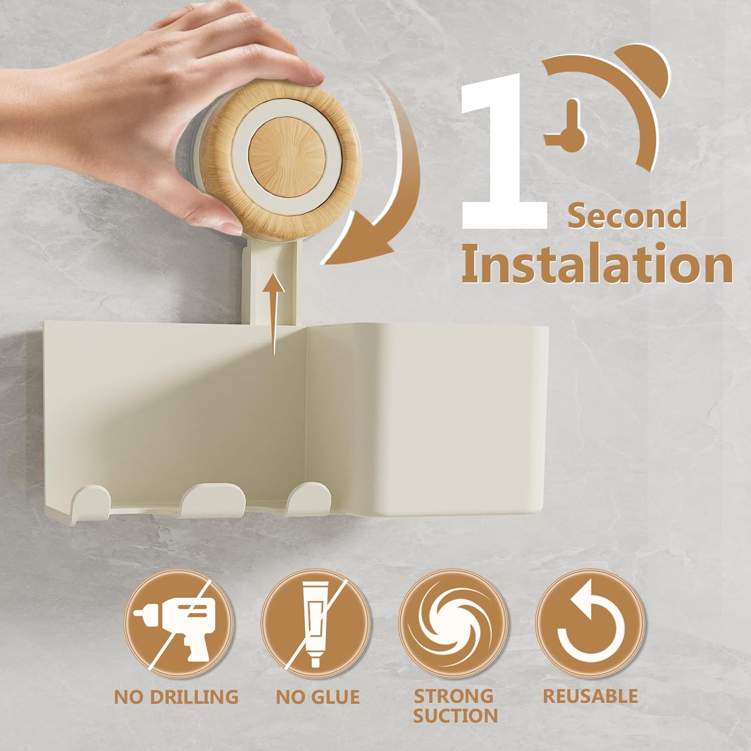 3-in-1 Suction Cup Razor Holder with Storage Box