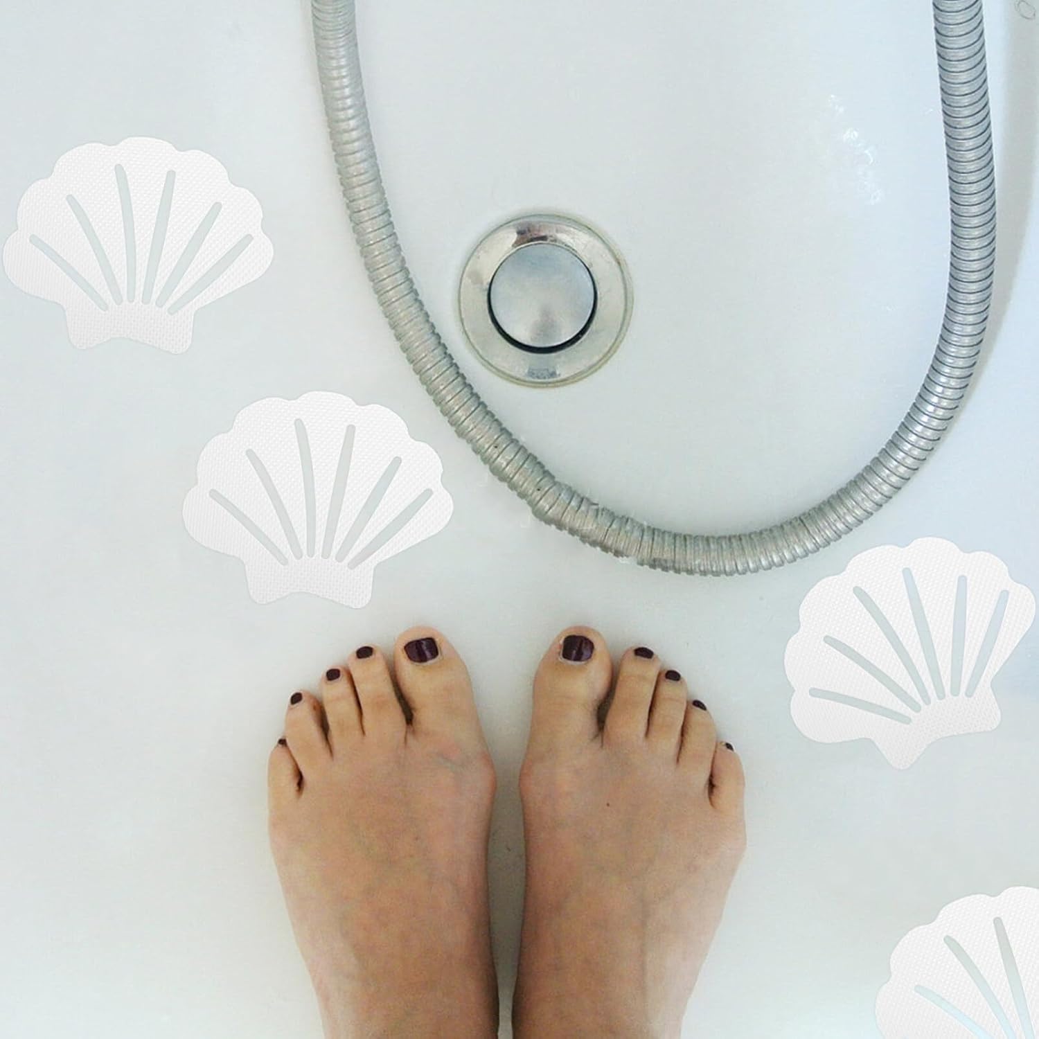 STOBAZA 12pcs Shell Shaped Bathtub Stickers Non-Slip Adhesive Decals