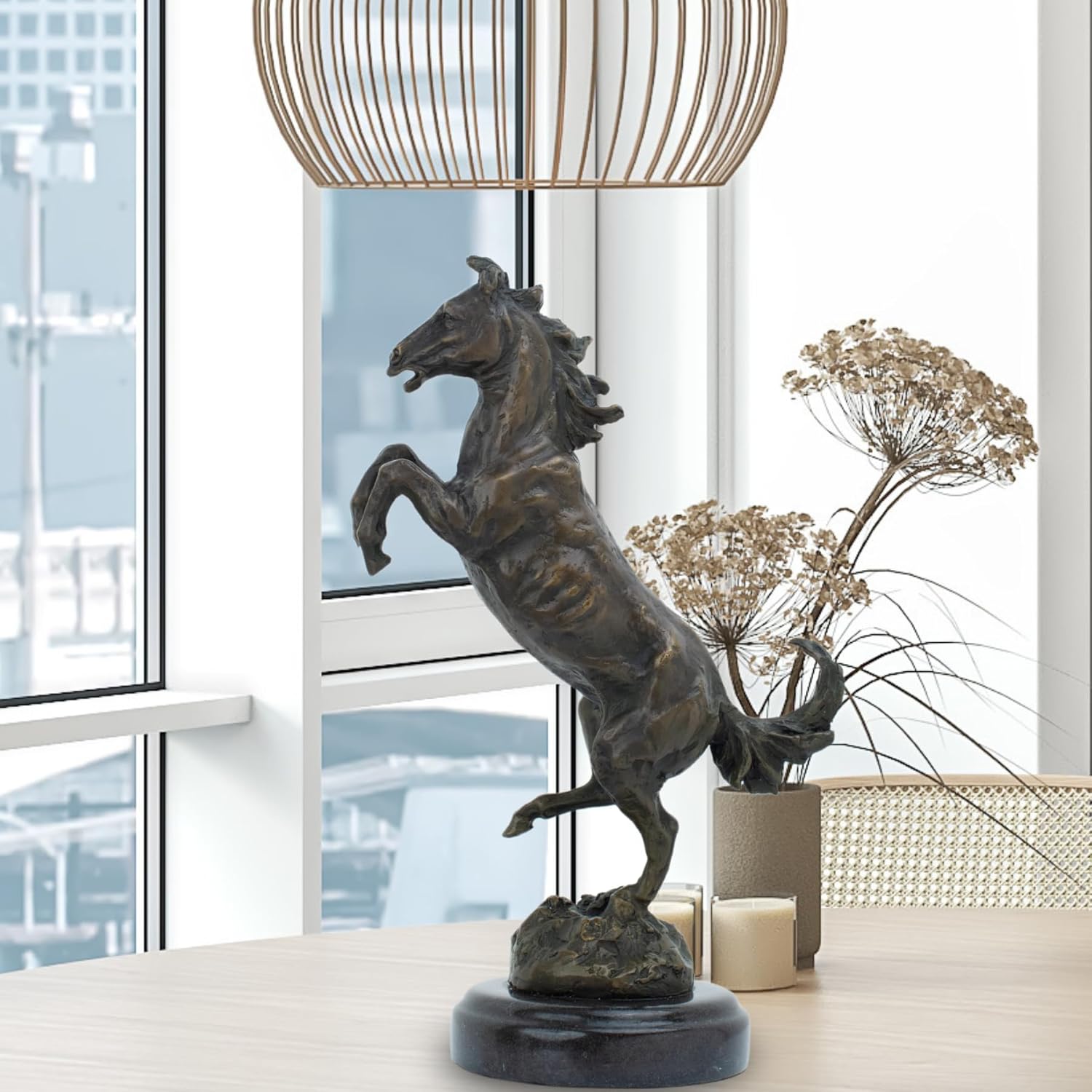 YouFine Bronze Rearing Horse Statue - 126 Inch Equestrian Decor