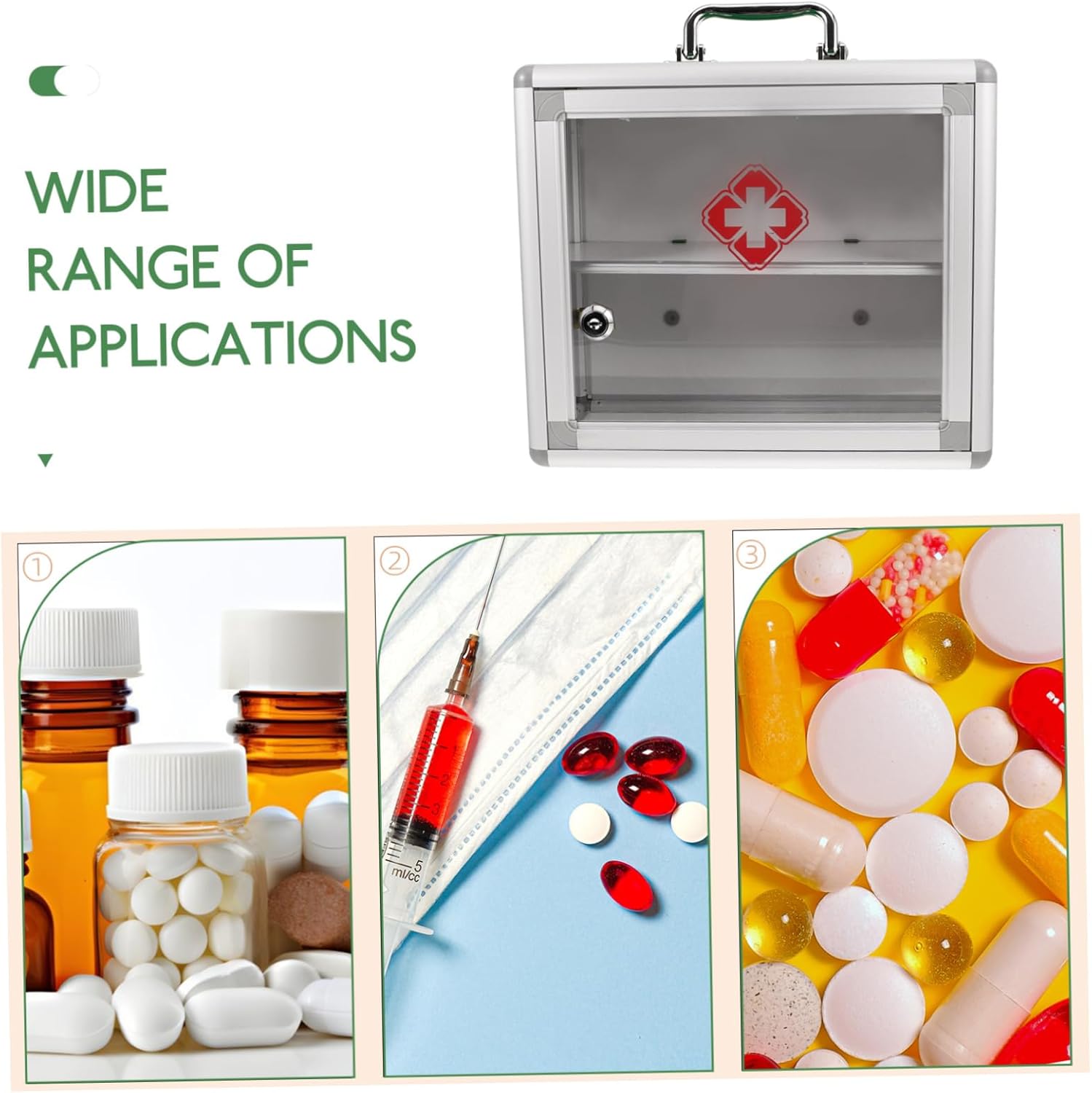 Alipis Transparent Wall Mount First Aid Cabinet