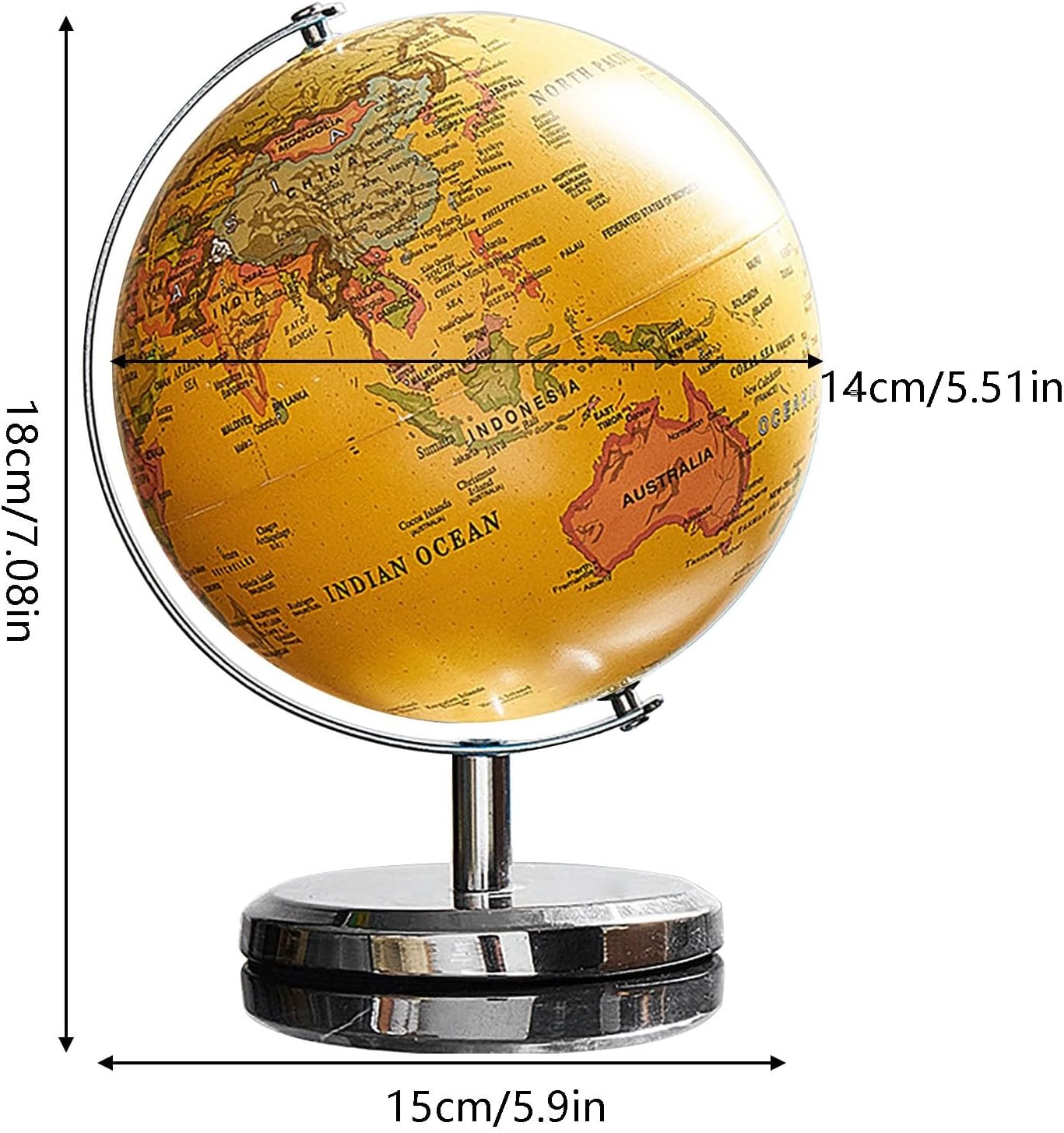 360 Rotating Globe Sculpture - Home Decor Coffee Table Decor