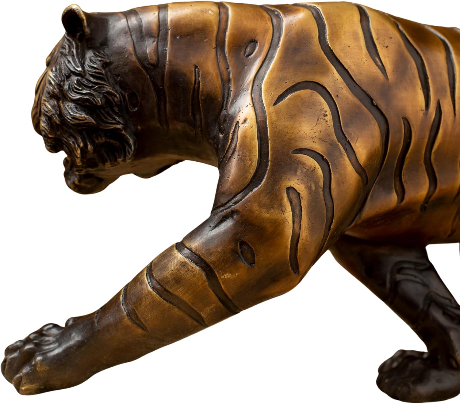 YouFine Bronze Tiger Statue 189 Inch Solid Brass Home Decor