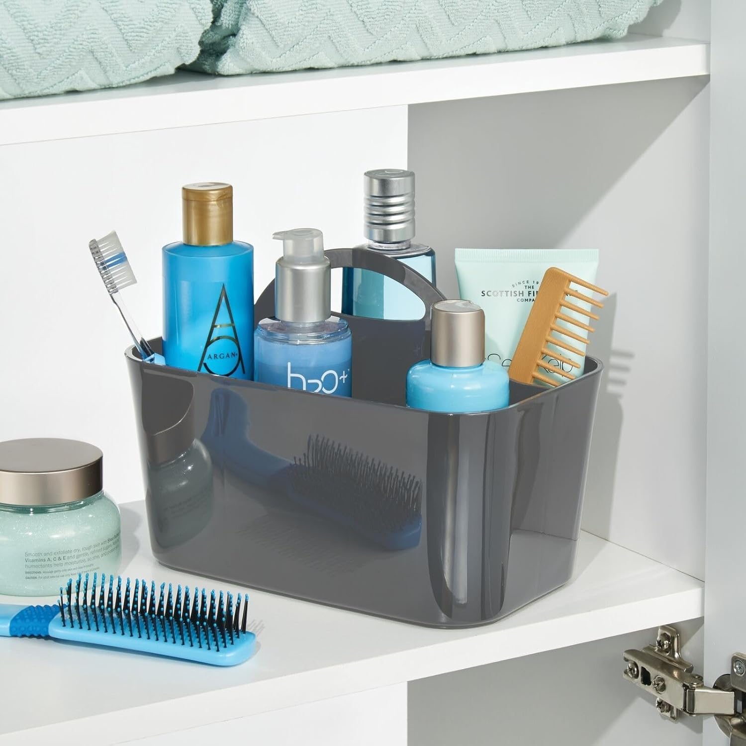 mDesign Dark Gray Shower Caddy with Handle