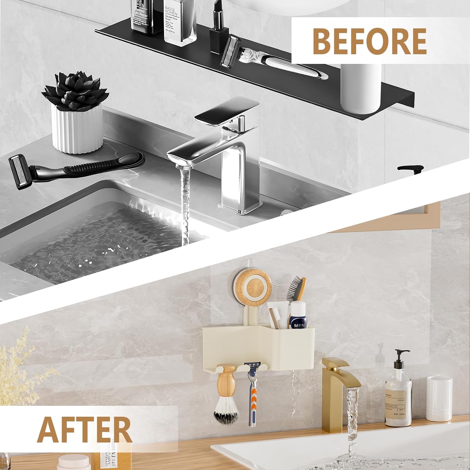 3-in-1 Suction Cup Razor Holder with Storage Box