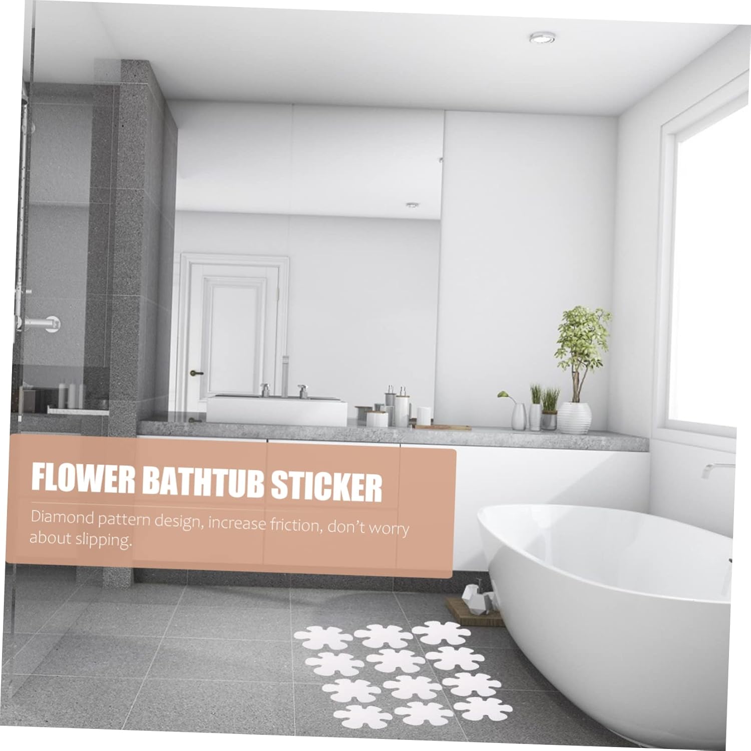 Mobestech 20pcs Non-Slip Flower Bathtub Stickers